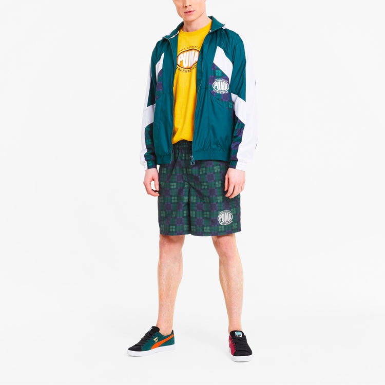 PUMA x The Hundreds Crossover Printing Athleisure Casual Sports Shorts Green 596752-02 - 3