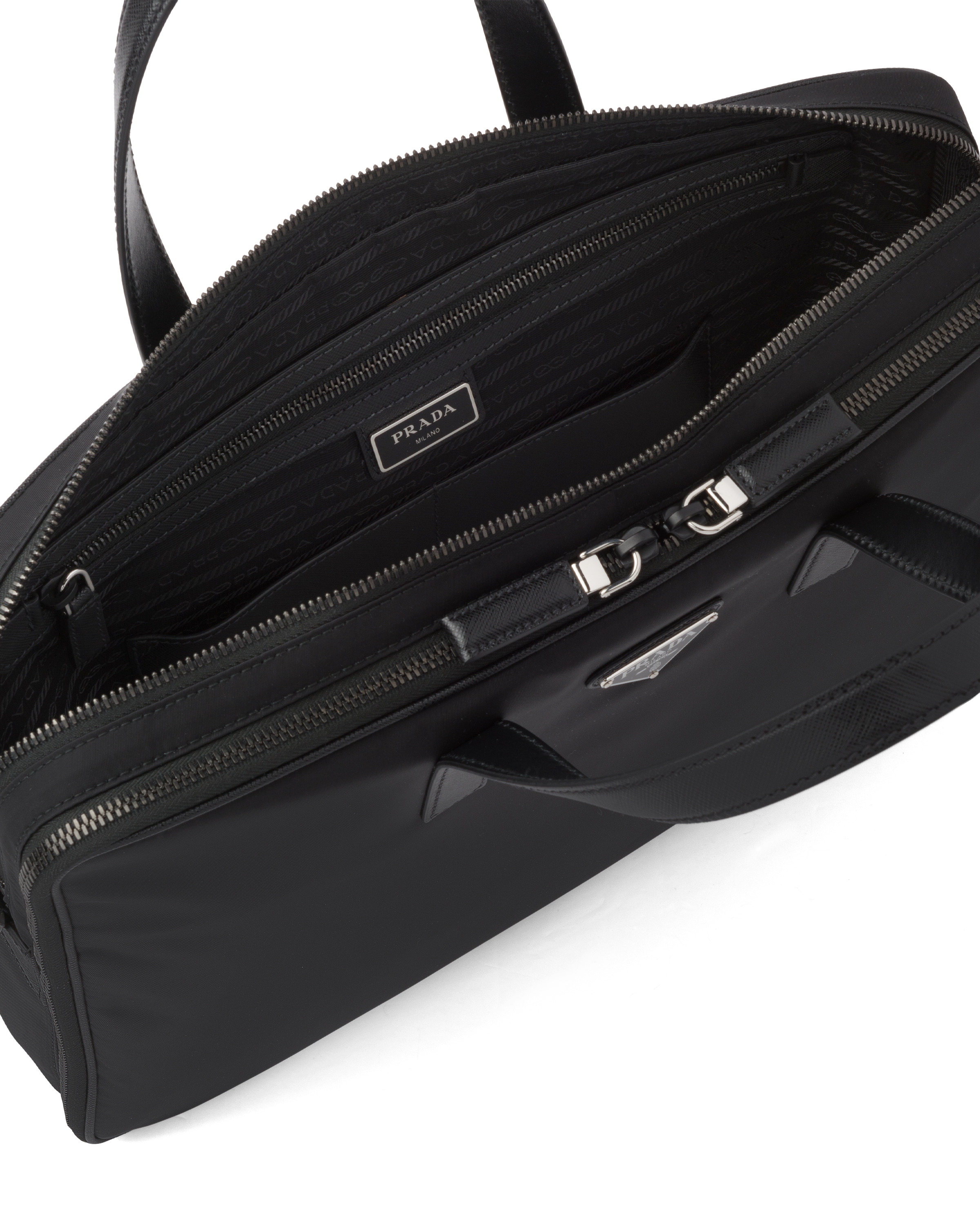 Re-Nylon and Saffiano leather briefcase - 5