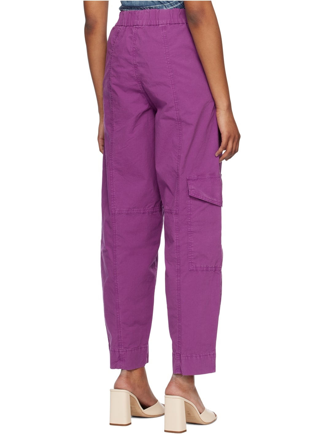 Purple Elasticized Curve Trousers - 3