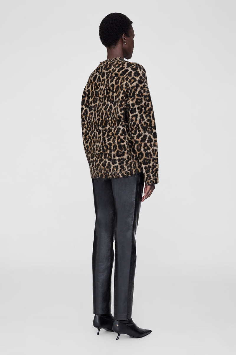 Sydney Crew Sweater - Black And Brown Leopard 3