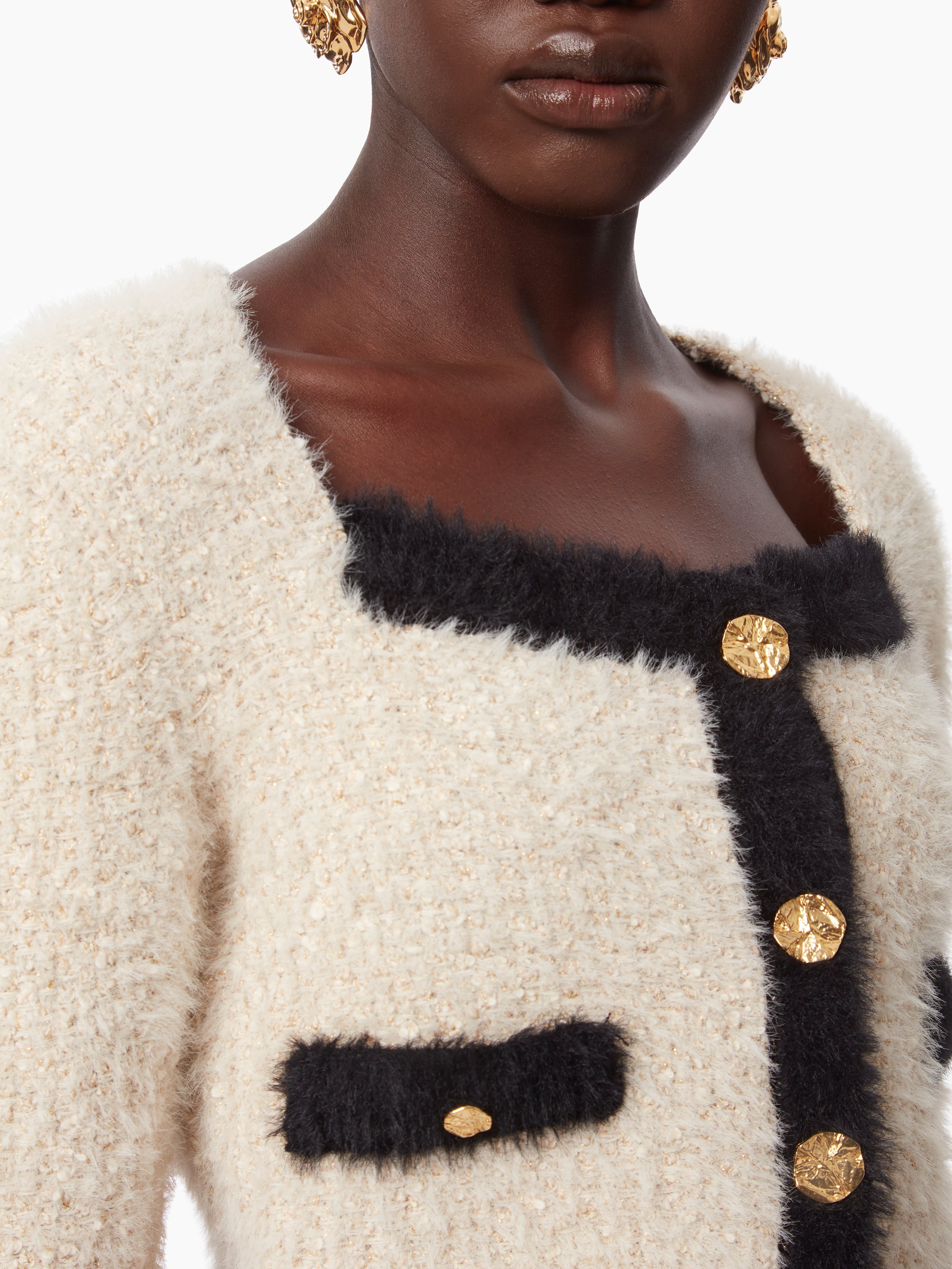 SQUARE NECKLINE CARDIGAN IN TWEED - 4