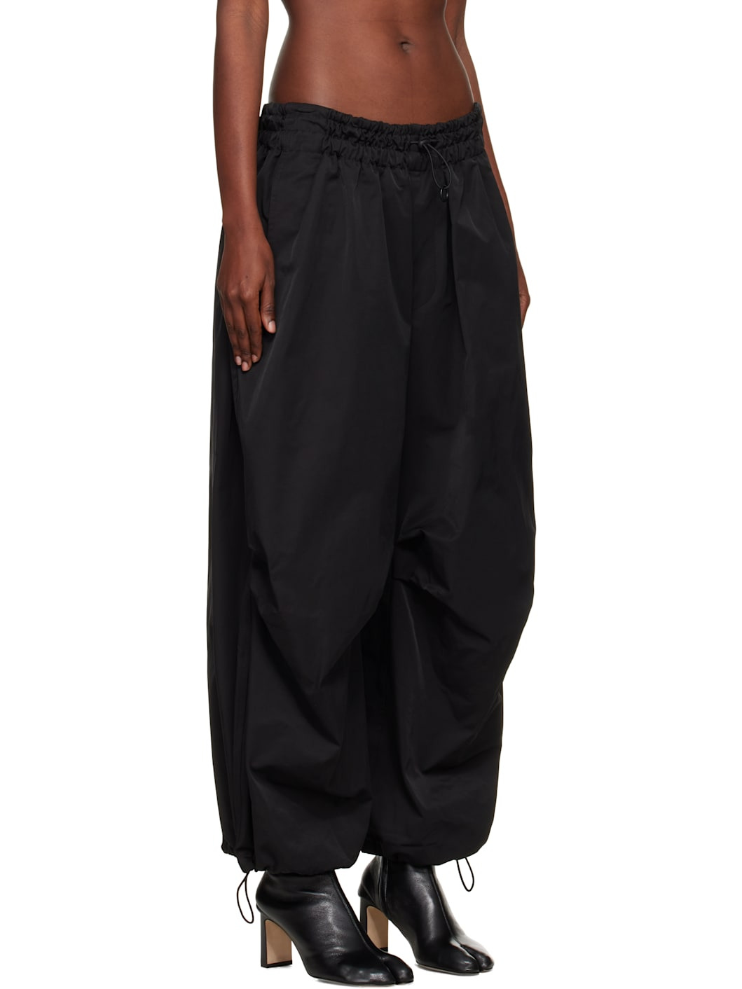 Black Twill Parachute Lounge Pants - 2