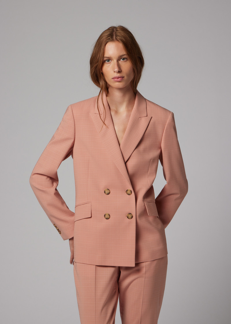 Women's Pink Cotton-Blend Double Breasted Two-Piece Suit 7