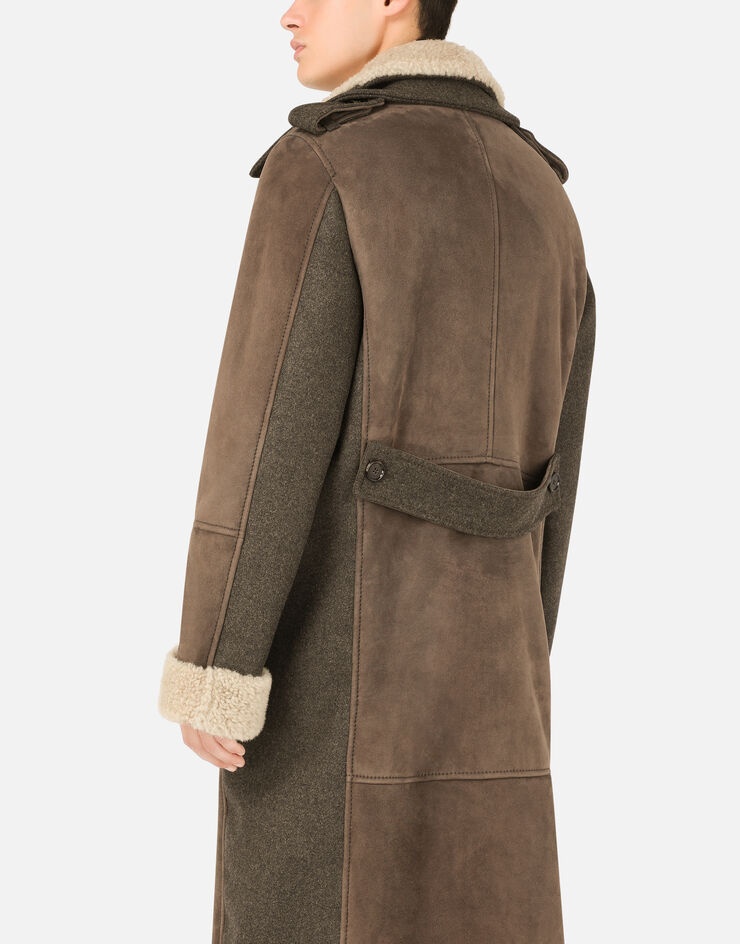 Double-breasted shearling coat with wool inserts - 5