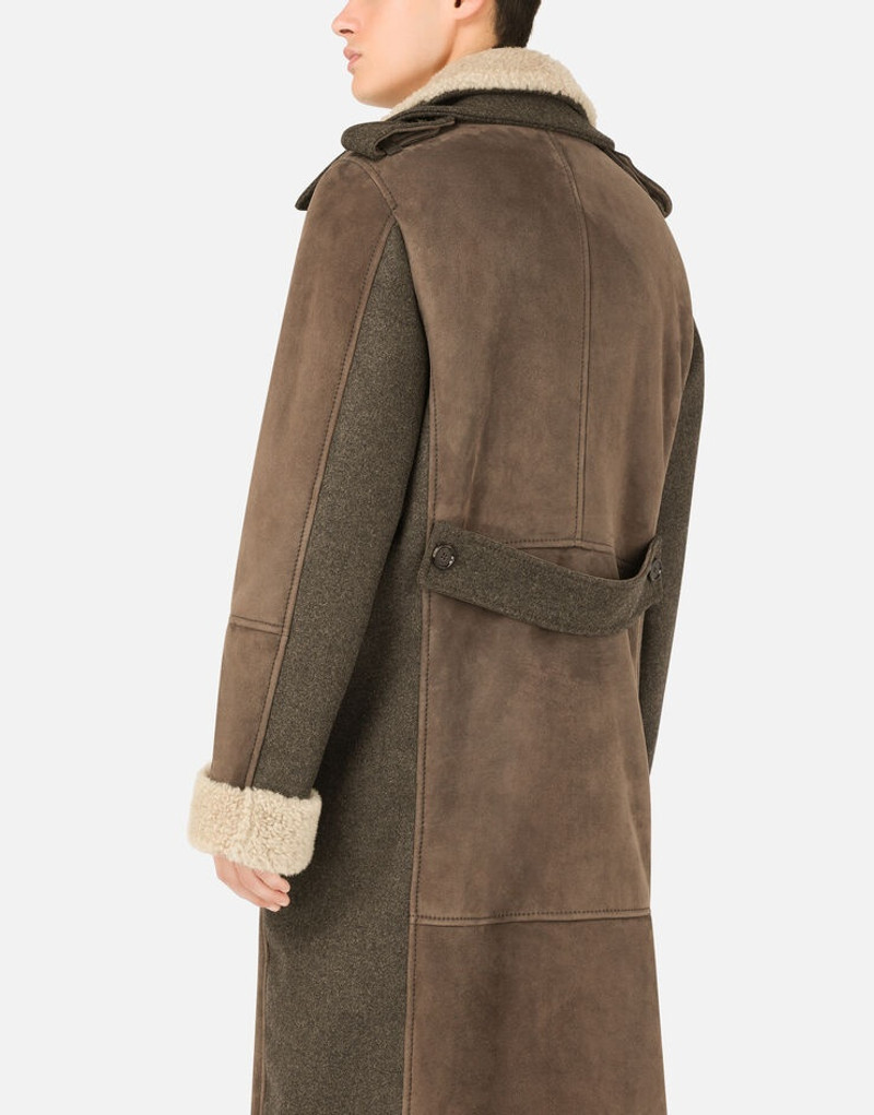 Double-breasted shearling coat with wool inserts 5