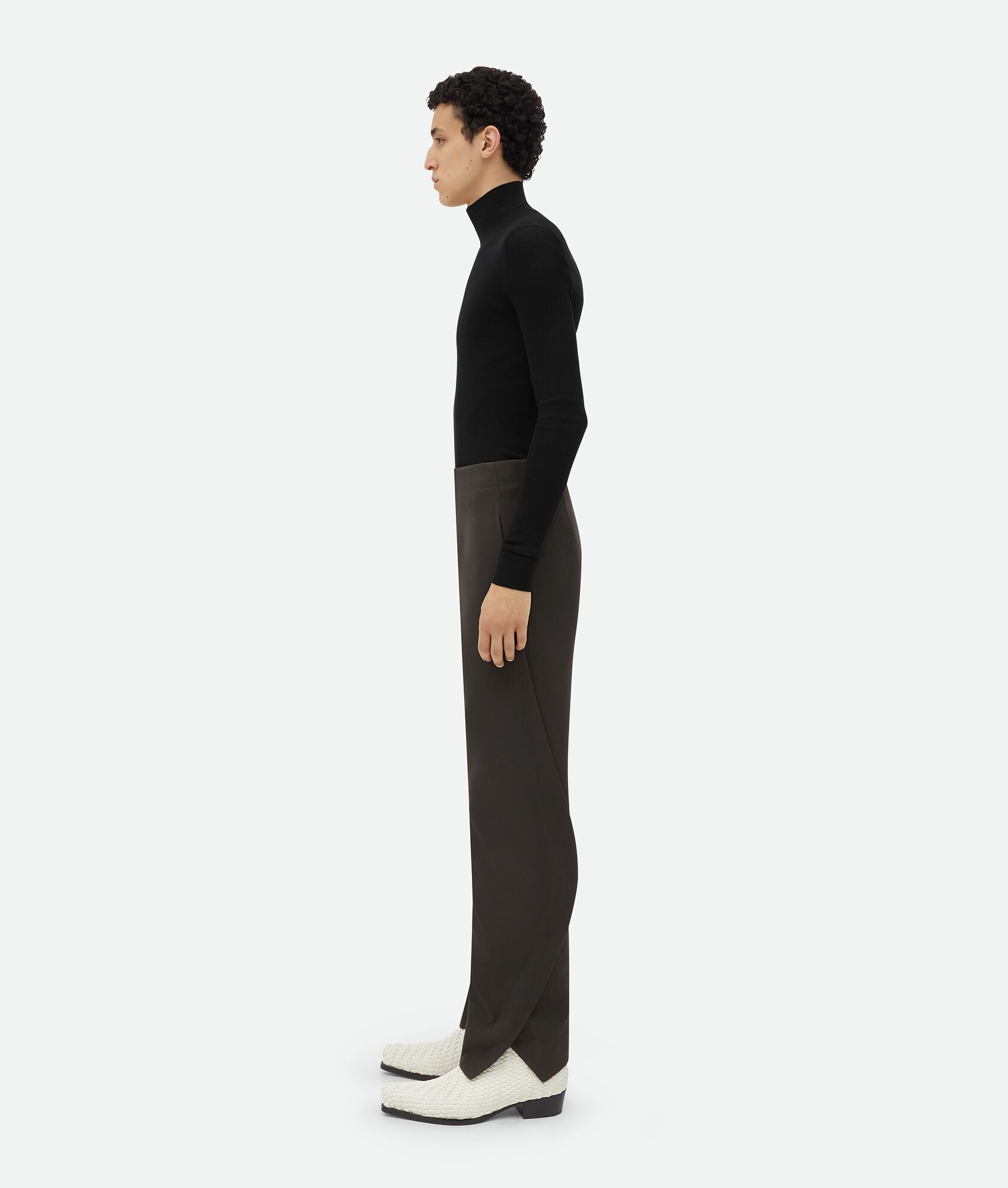 Curved Shape Wool Pants - 2