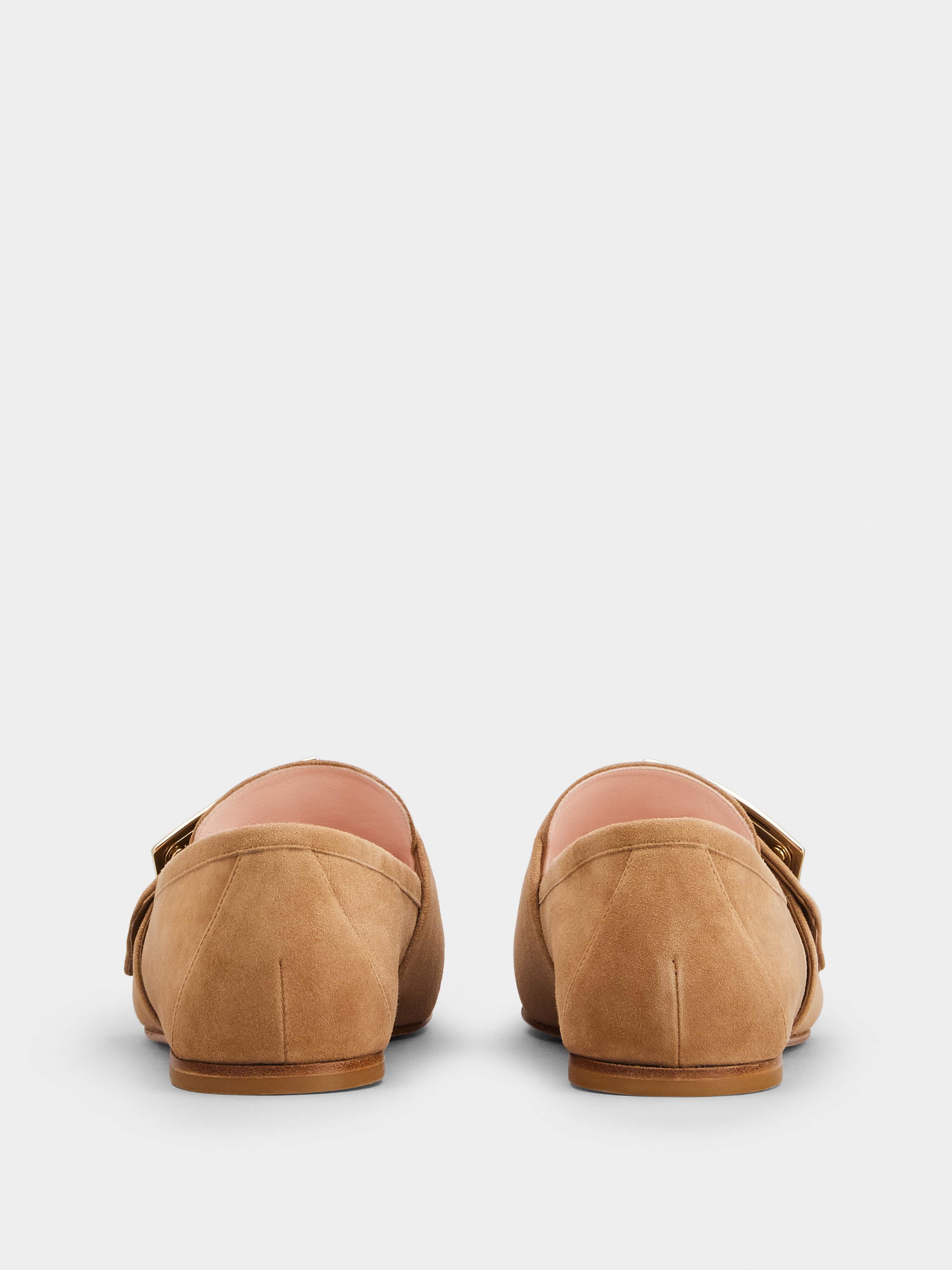 Soft Metal Buckle Loafers in Suede - 5