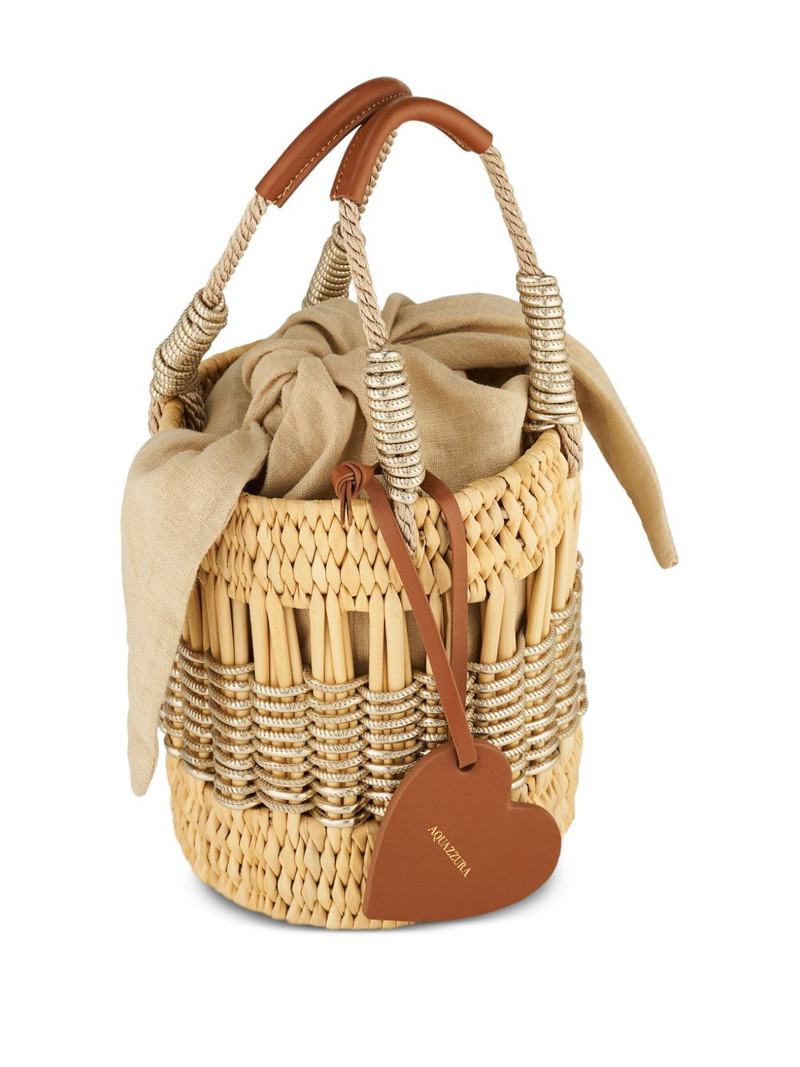 AQUAZZURA mini straw heart-shaped bucket bag outlook