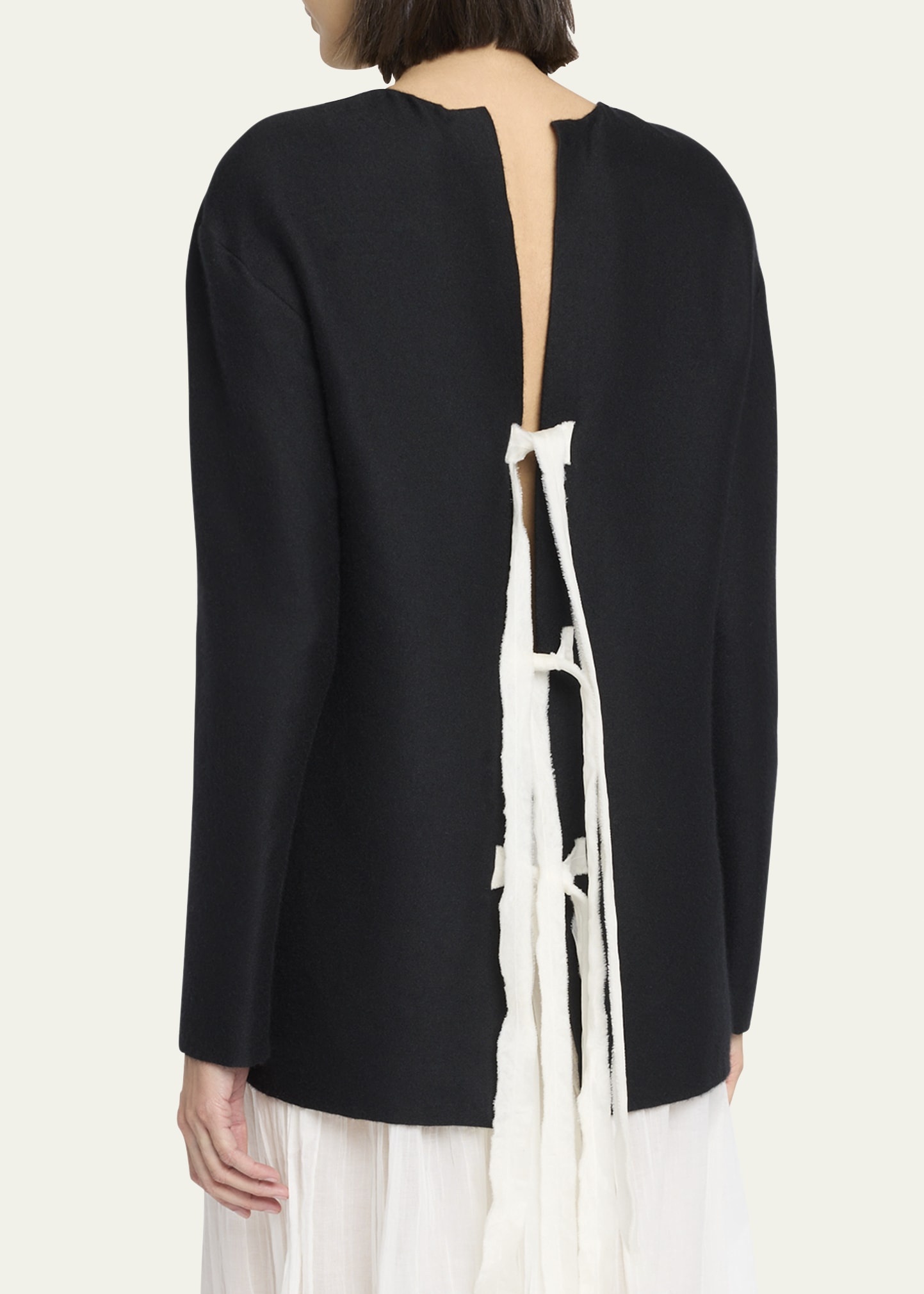 Guri Ribbon Back Brushed Cashmere Top - 3