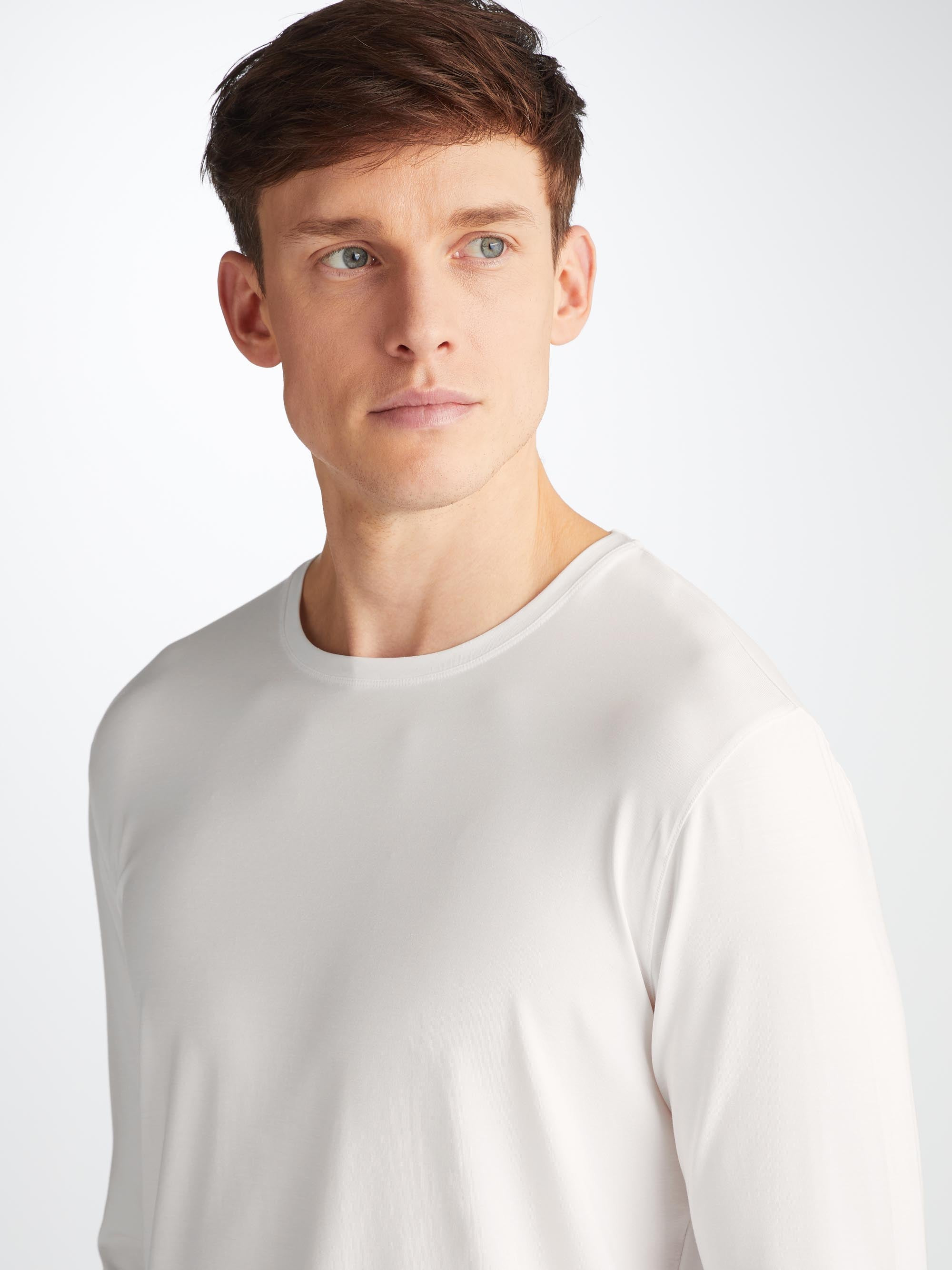 Men's Long Sleeve T-Shirt Basel Micro Modal Stretch White - 5