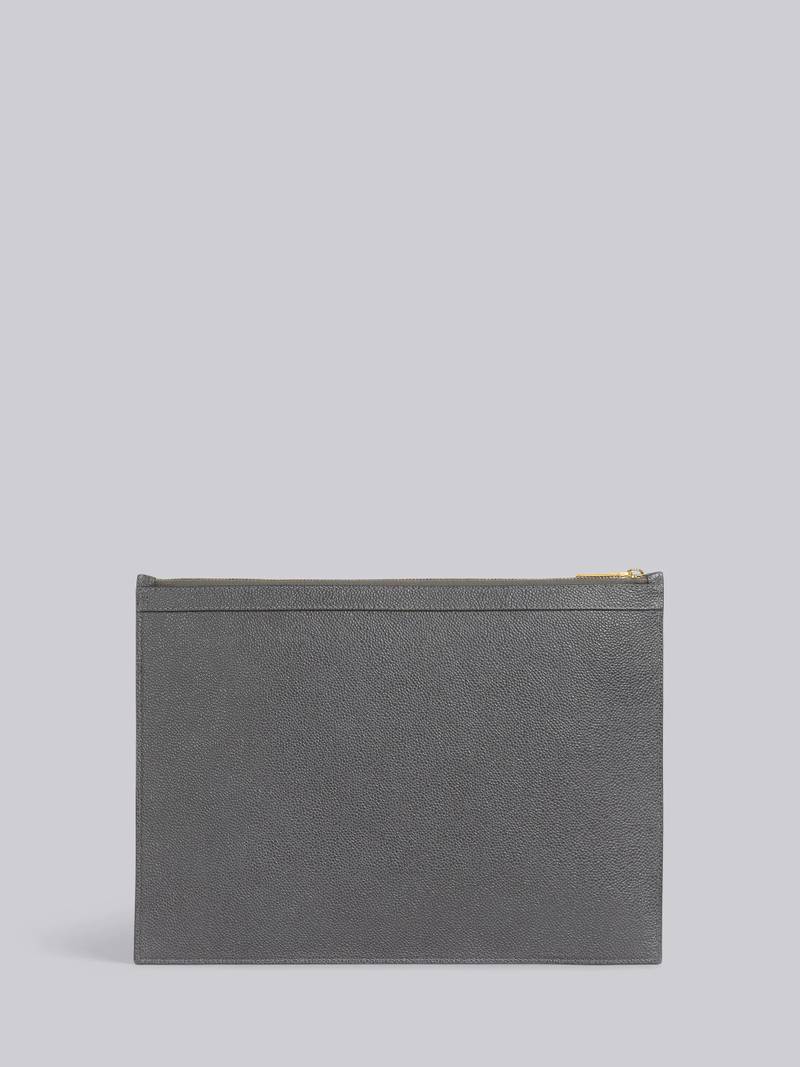 Dark Grey Pebble Grain Leather Paper Label Medium Document Holder 3