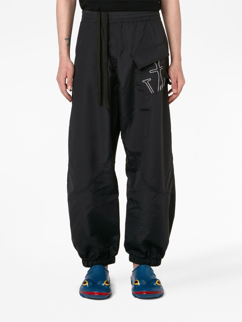 Anchor-embroidered twisted track pants - 4
