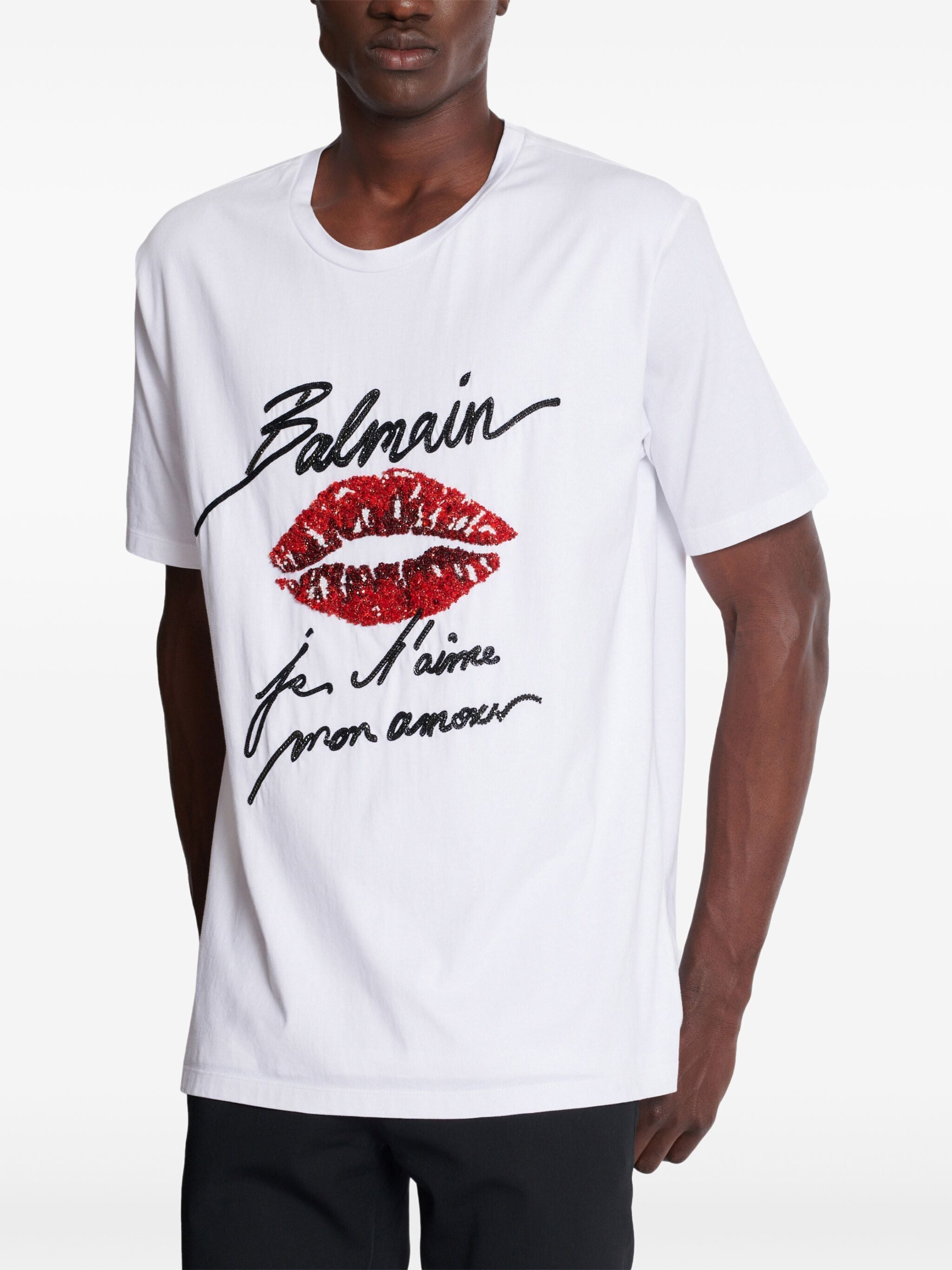 Balmain Men Balmain & Lips Embroid T-Shirt - Reg Fit - 5