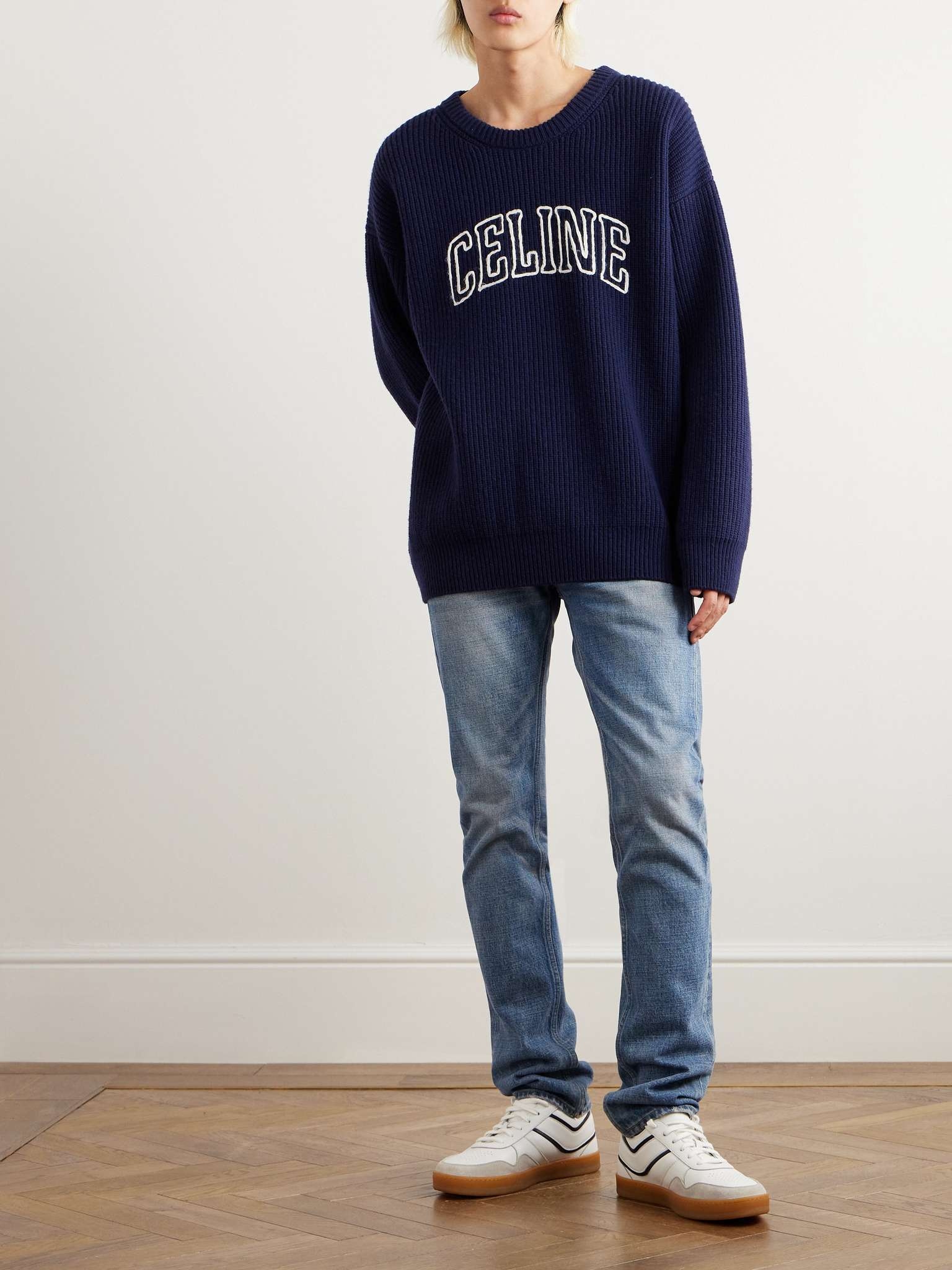 CELINE celine oversized sweater in ribbed wool | REVERSIBLE