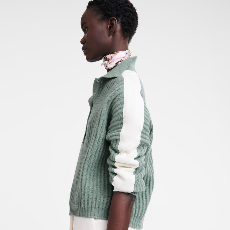 Polo collar jumper Celadon - Knit 3