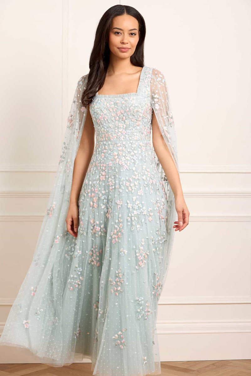 Needle & Thread Versailles Ditsy Cape Sleeve Ankle Gown outlook