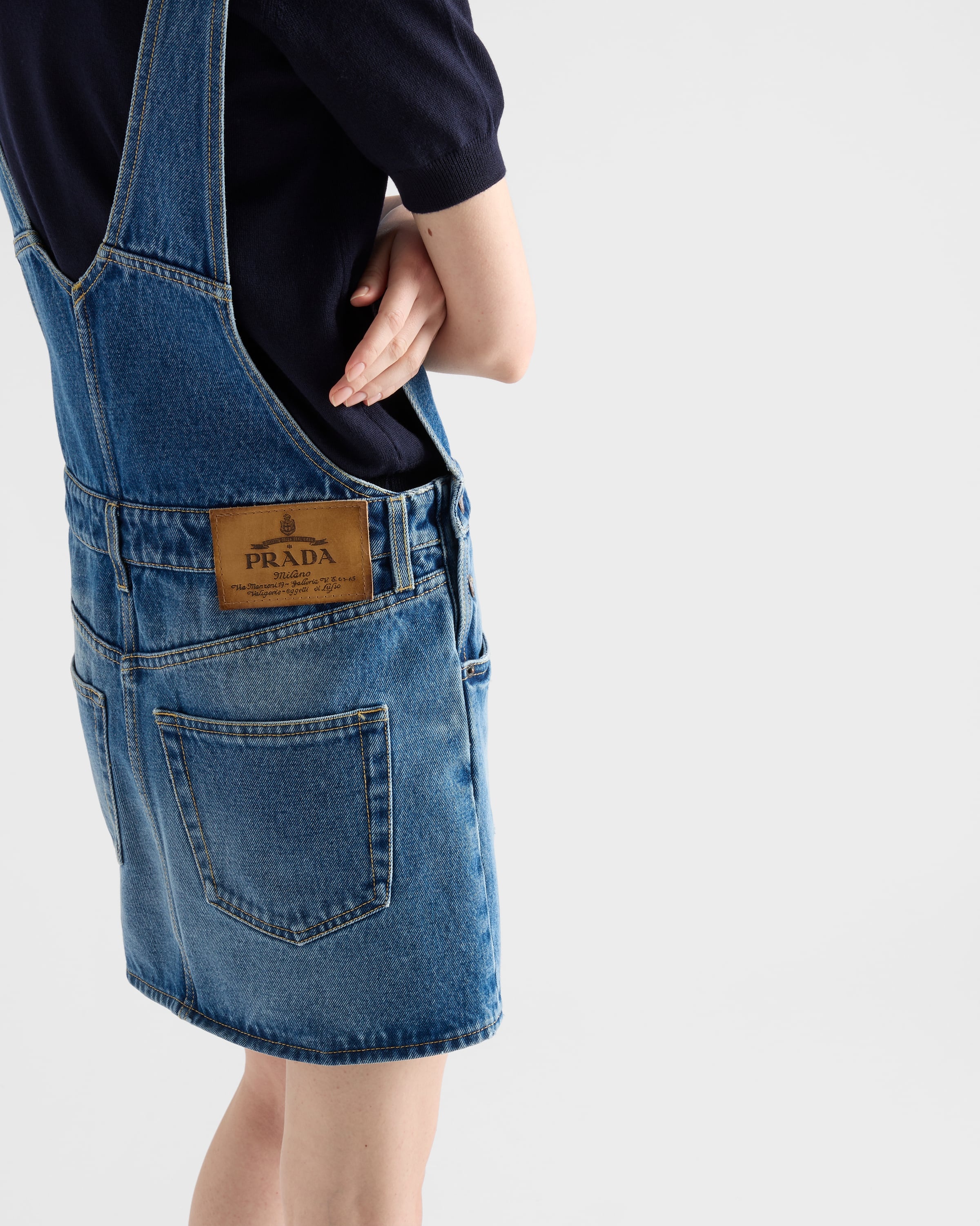 Denim bib overall mini-dress - 3