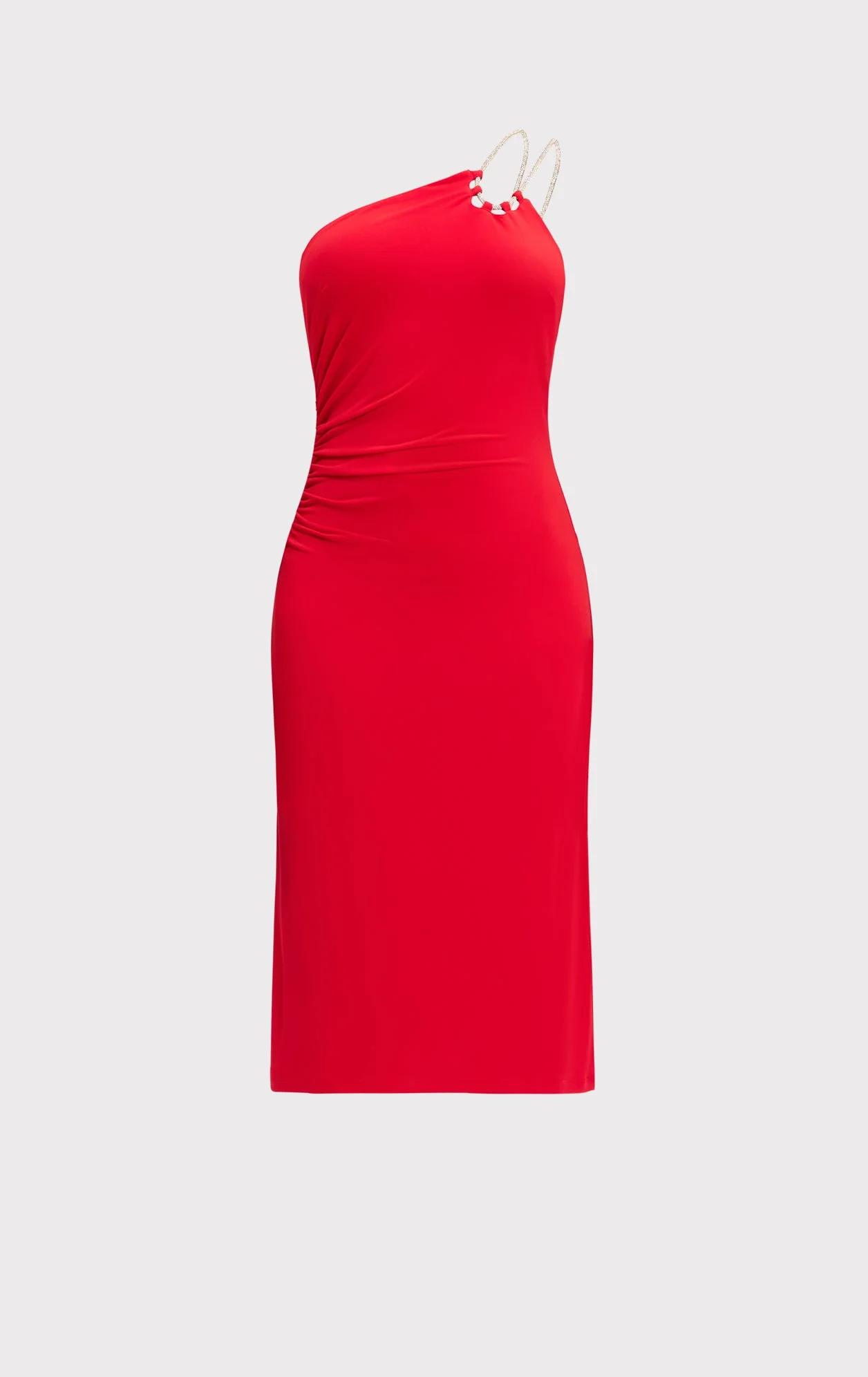STRAPPY JERSEY MIDI DRESS W CRYSTAL TRIM - 1