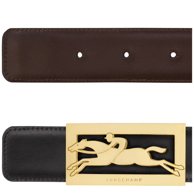 Longchamp Delta Box Men's belt Black/Mocha - Leather outlook
