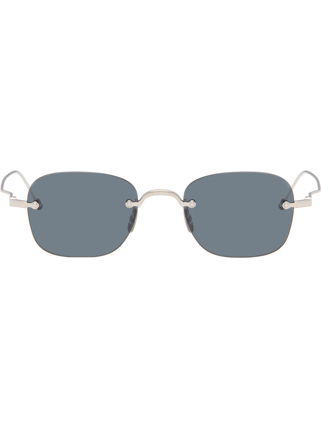 Silver Rectangular Rimless Sunglasses - 1