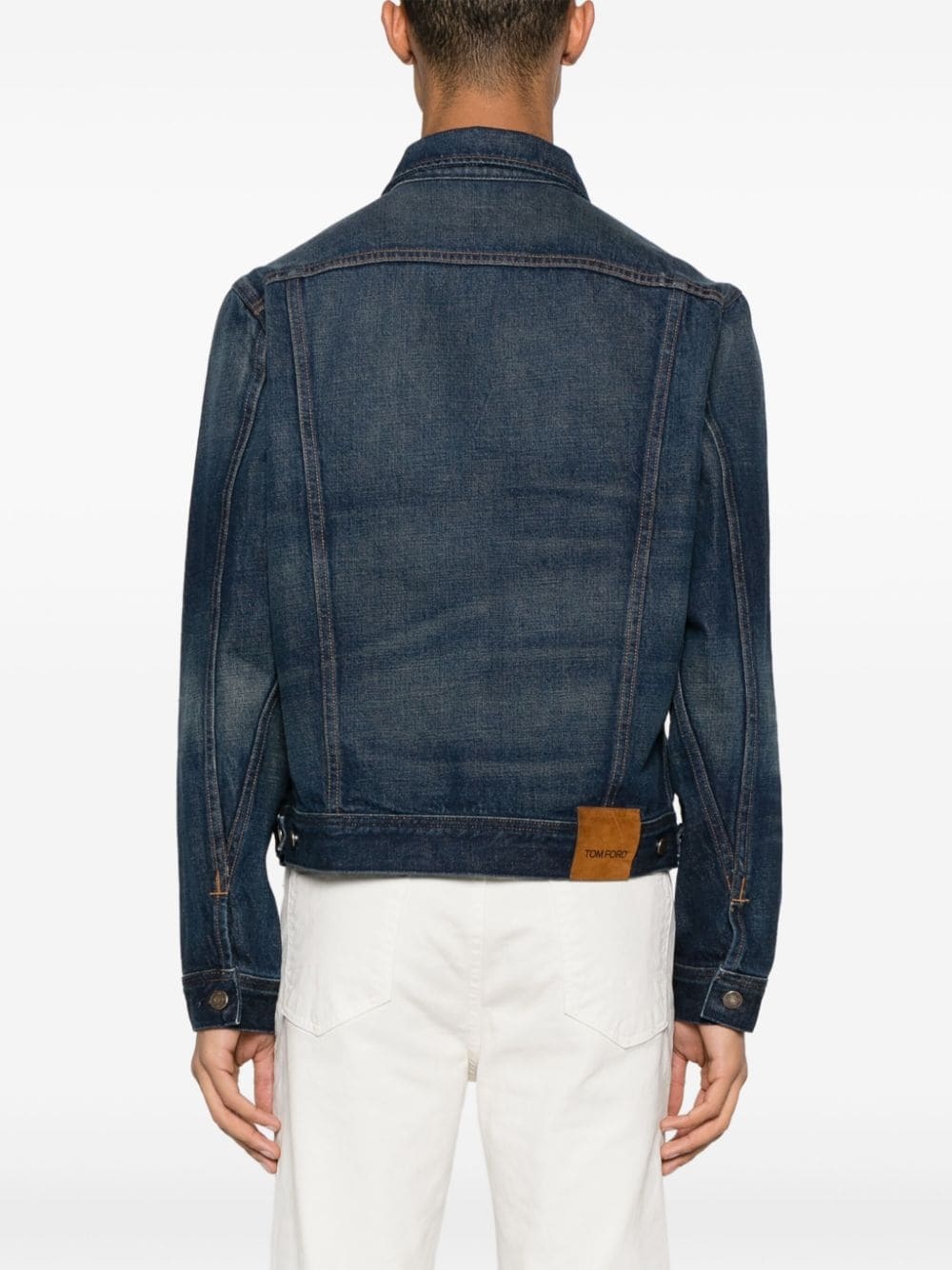 contrast-stitching denim jacket - 4