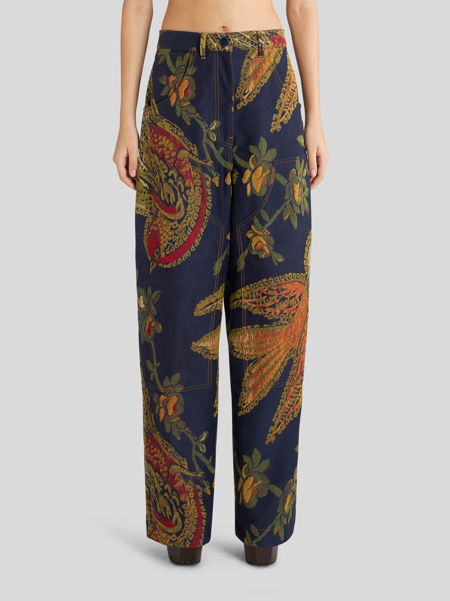 DENIM JACQUARD CARGO JEANS - 2