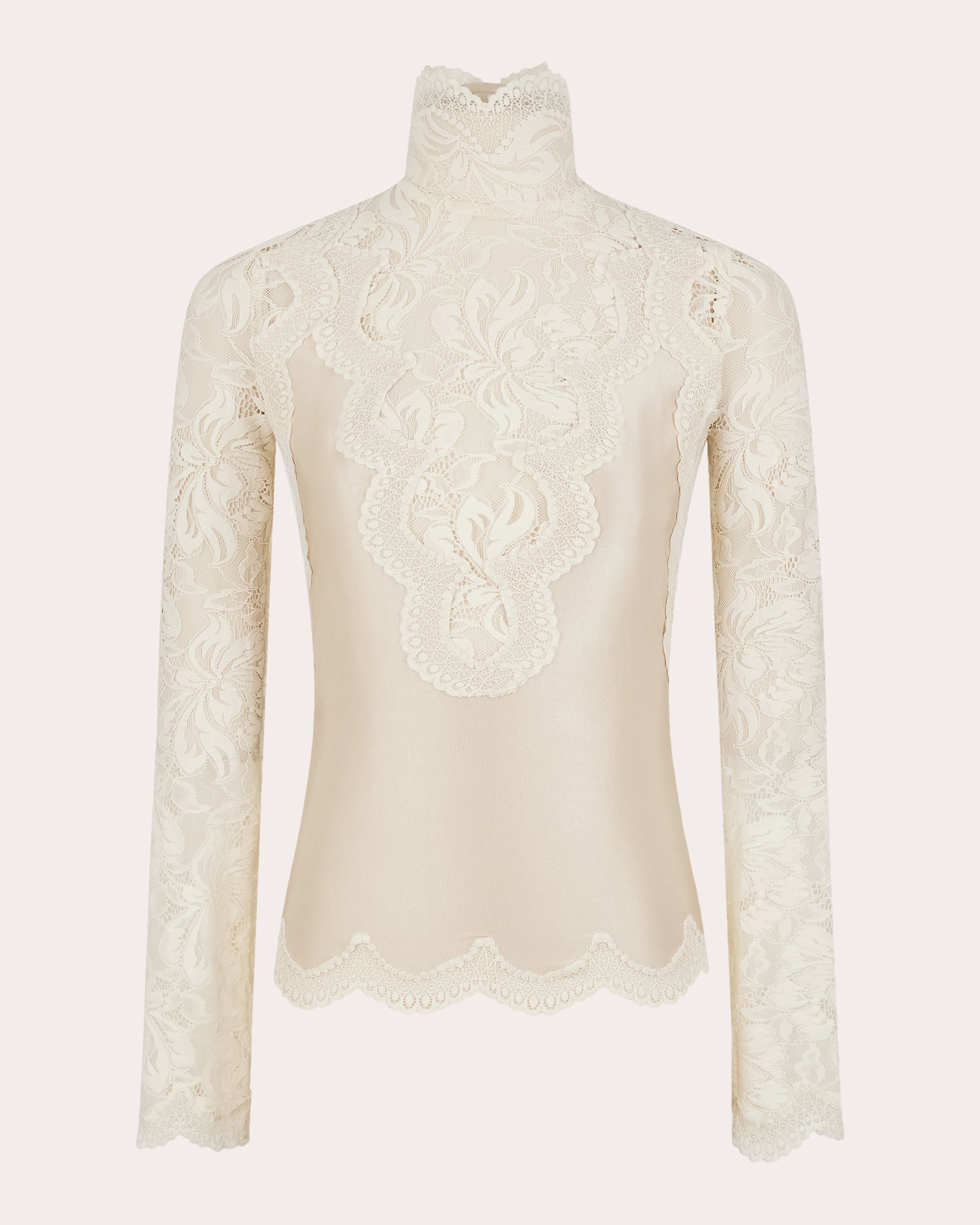 Lace Jersey Mock Neck Top - 1