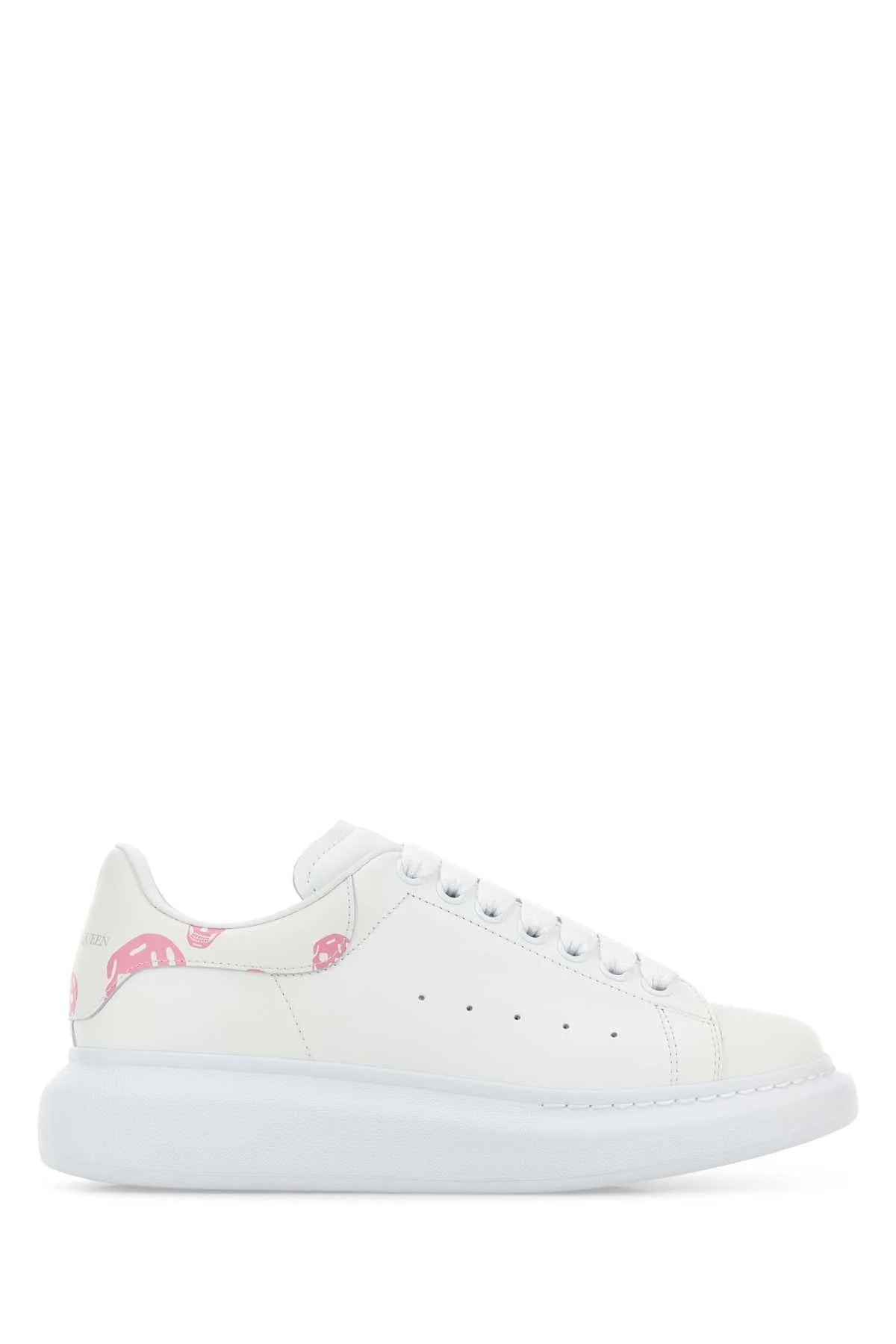 Alexander Mcqueen Women White Leather Sneakers With Printed Leather Heel - 1