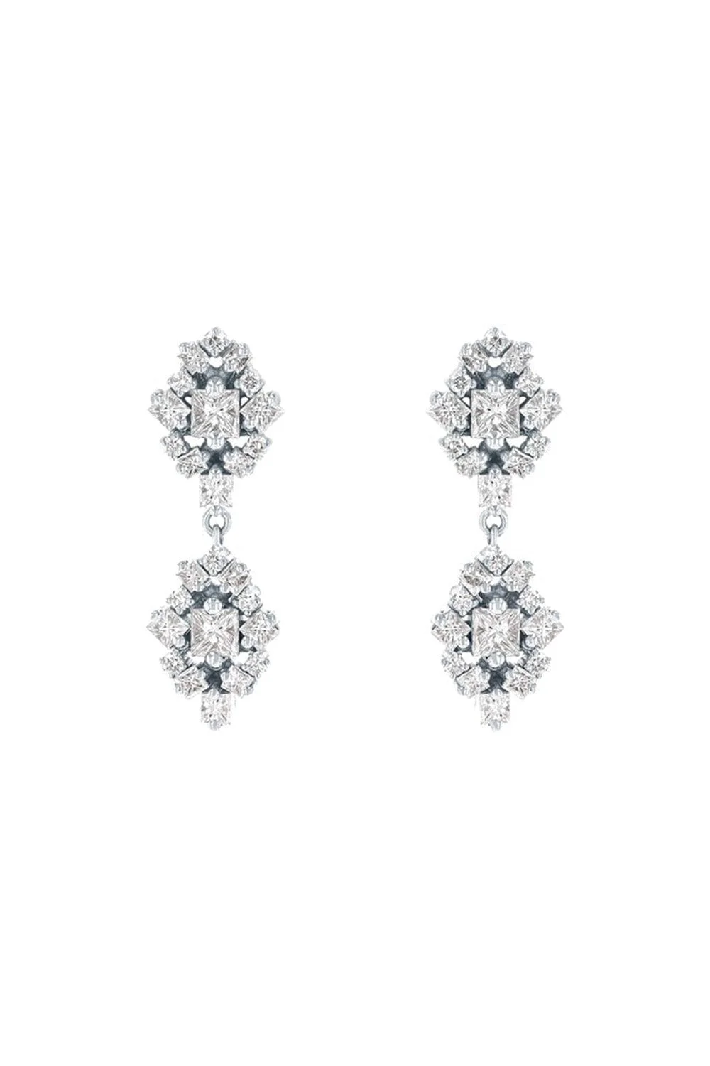 Double Star Diamond Drop Earrings - 1