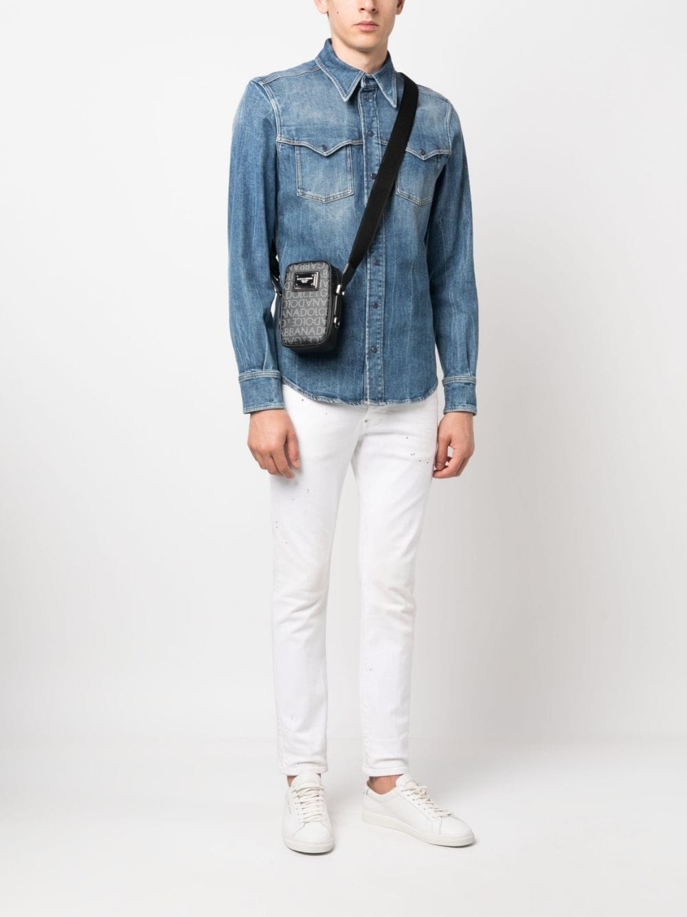 logo-print messenger bag - 2