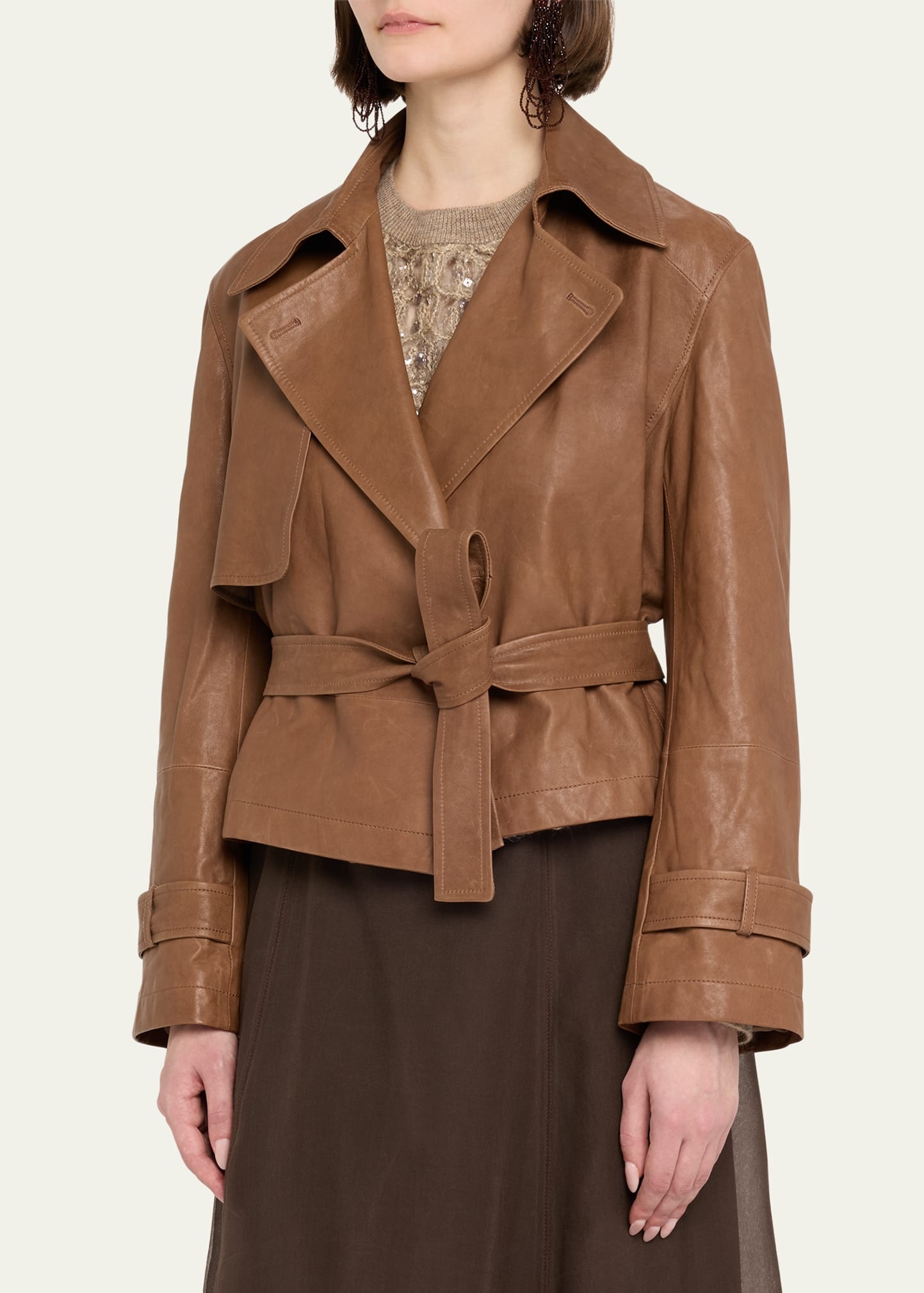 Vintage Napa Leather Cropped Trench - 4