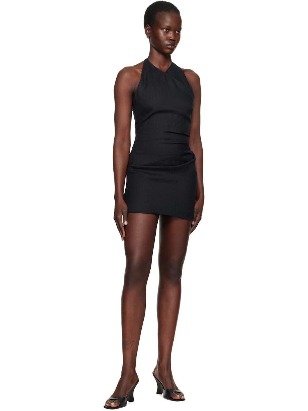 Black Marianna Halter Minidress - 4