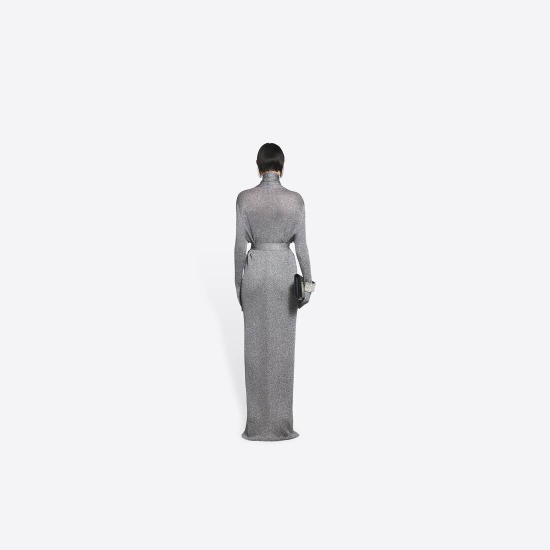 Women's Wrap Maxi Dress in Silver - 4