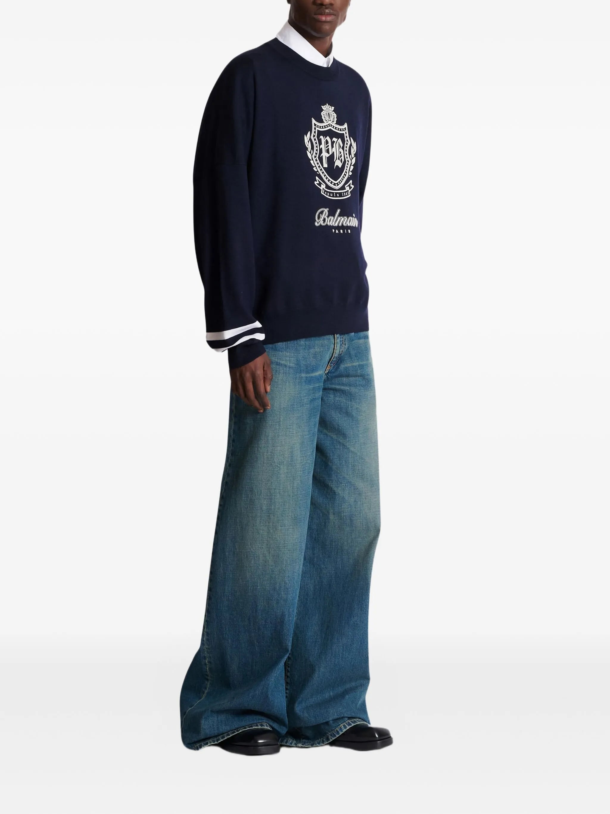 Balmain Emblem Striped Sweater - 2