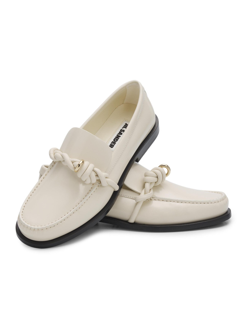 Women's Braided-Design Leather Loafers - Eggshell 6