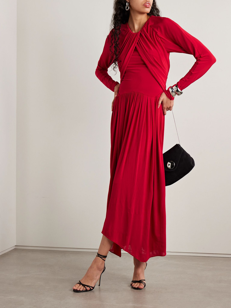 Isabel Marant Galina asymmetric gathered draped stretch-jersey dress Red outlook