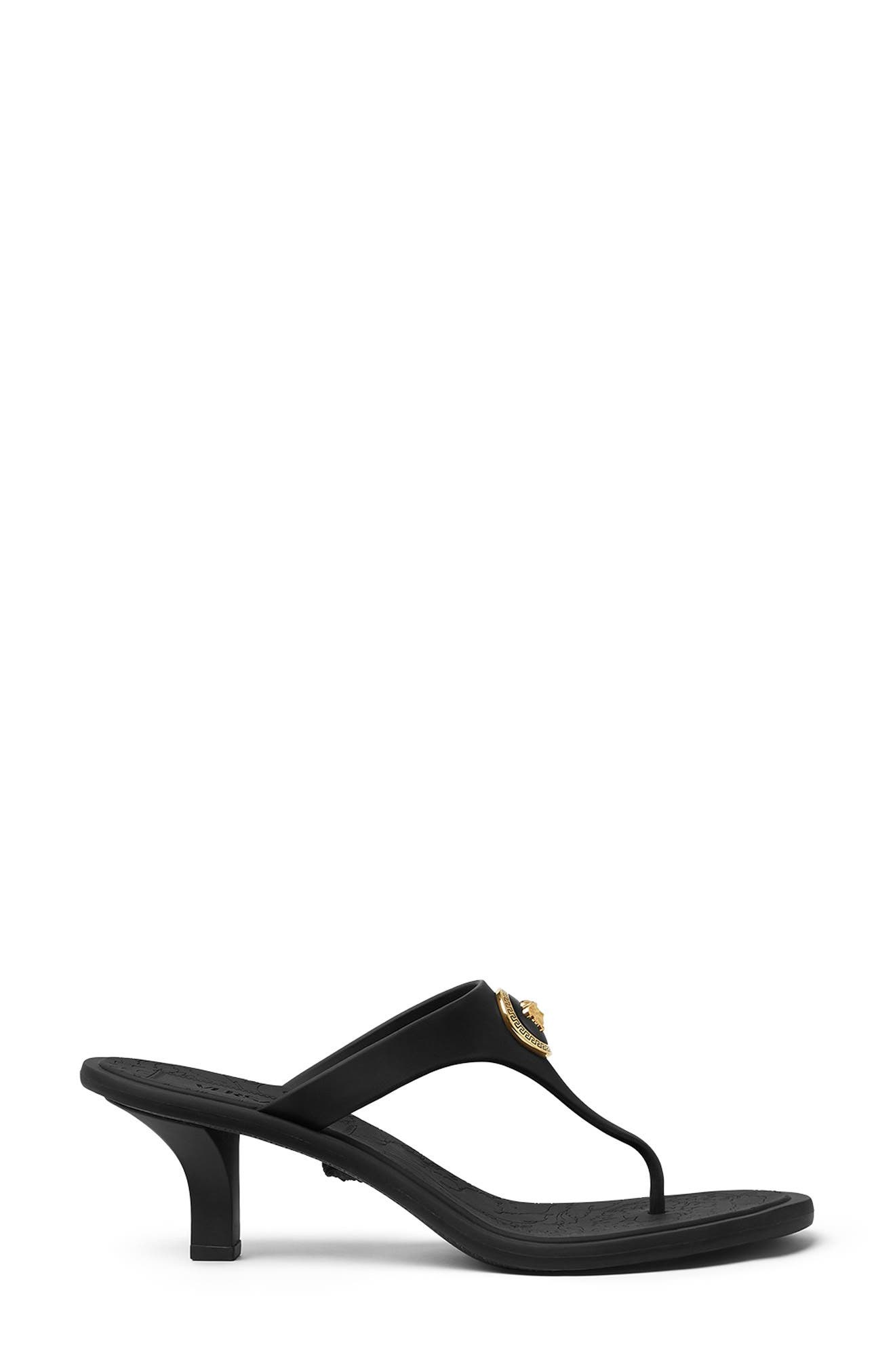 Versace Alia Medusa T-Strap Sandal in Black-Versace Gold at Nordstrom - 2