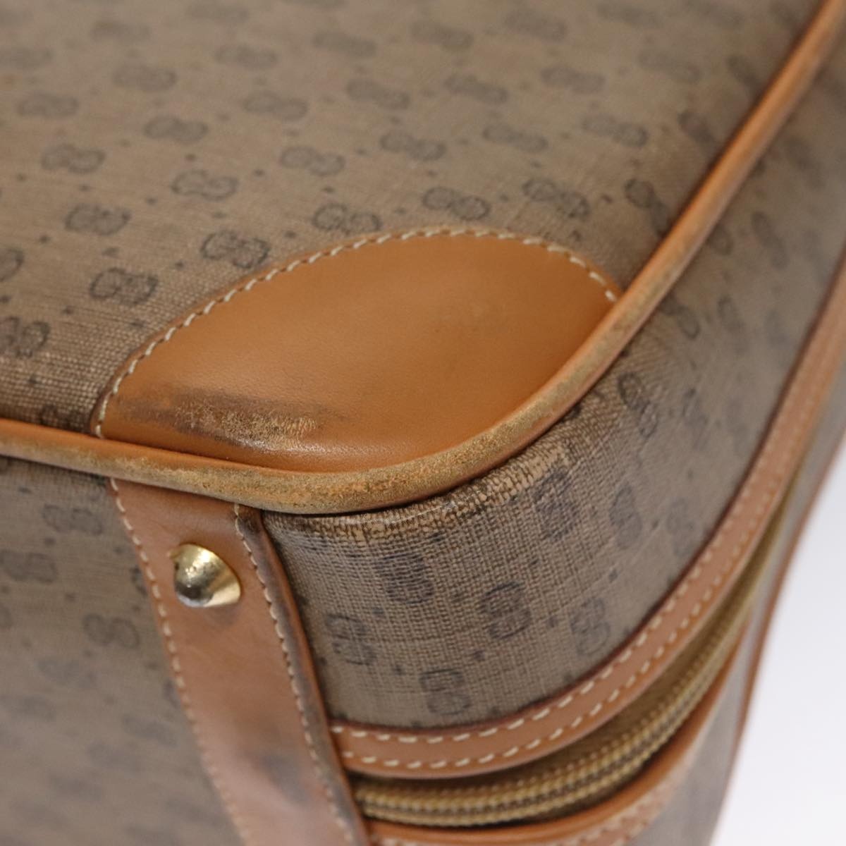 GUCCI Micro GG Supreme Hand Bag Pvc Leather Beige Gold - 12