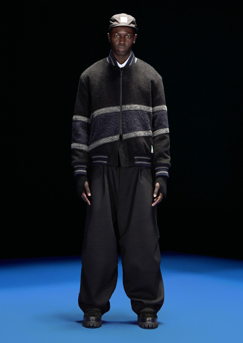 EMPORIO ARMANI ASV Black Blue capsule collection mohair-wool blend blouson outlook