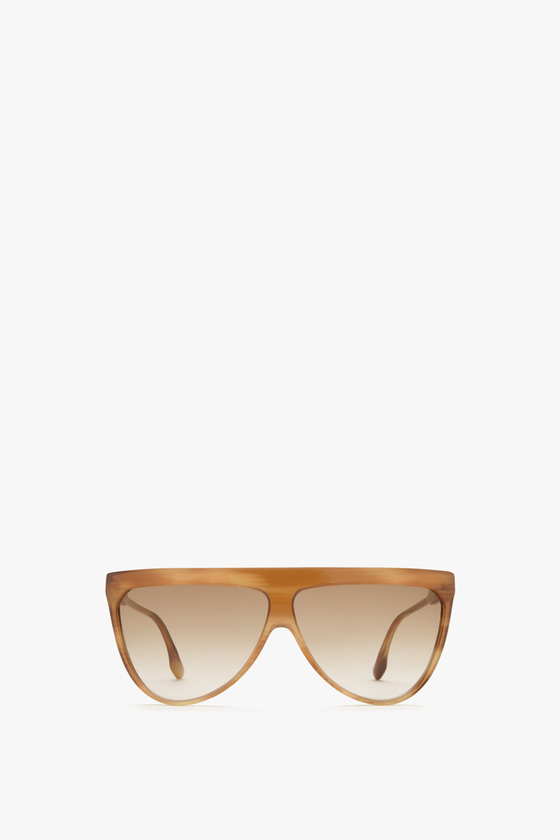 Classic Flat Top V Sunglasses in Honey Horn 1