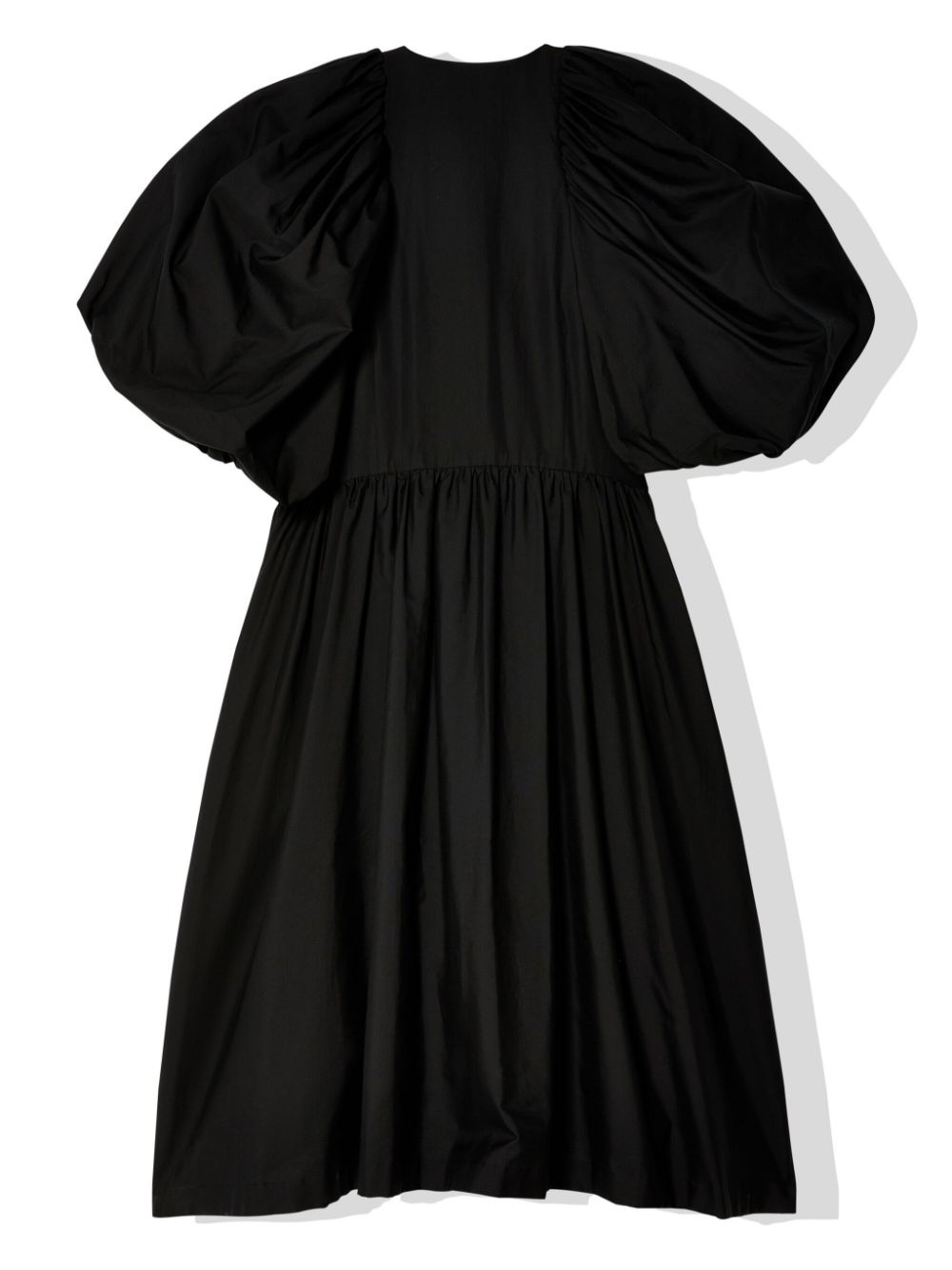 pleated puff-sleeve cotton dress - 2