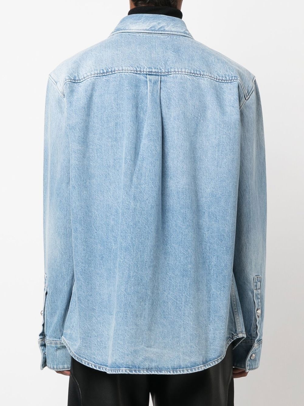 faded denim shirt-jacket - 4