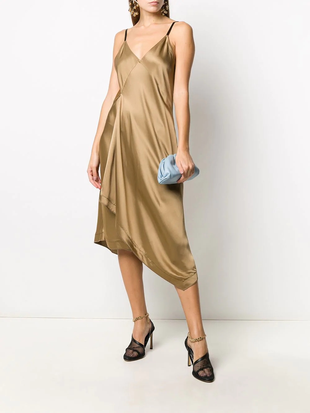 asymmetric slip midi dress - 2