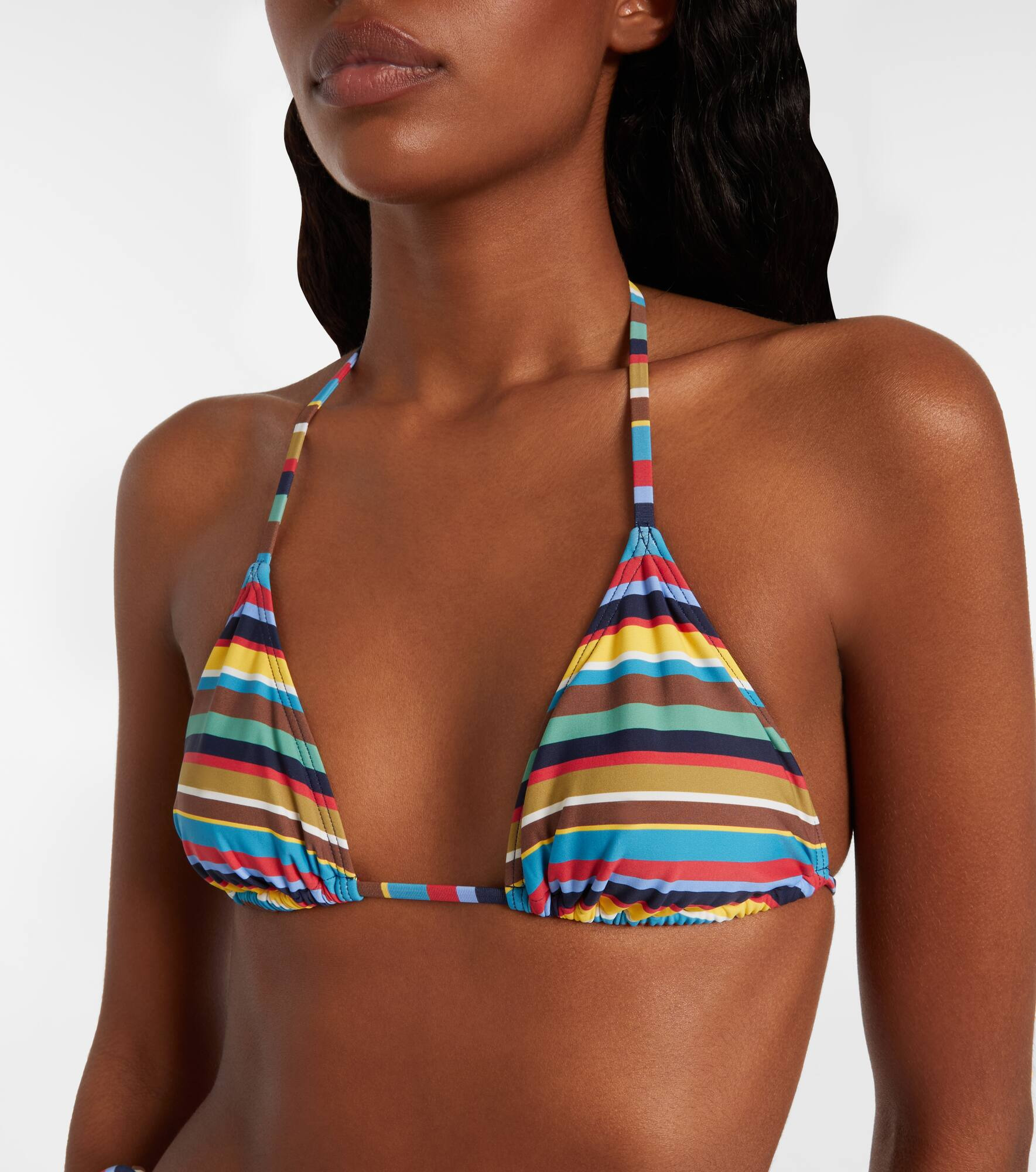 Lido striped halterneck bikini top - 4
