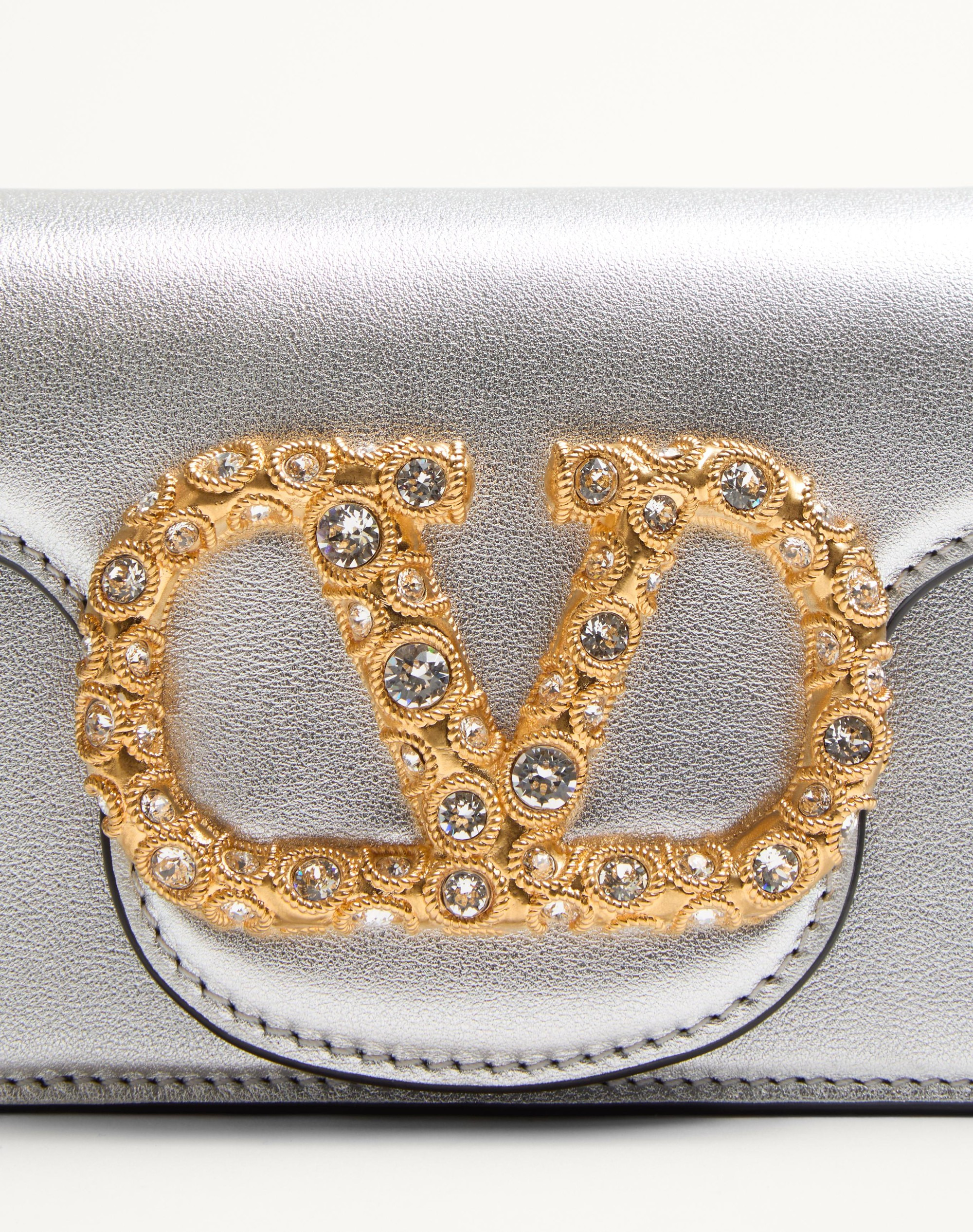 VALENTINO GARAVANI LOCÒ SMALL SHOULDER BAG IN LAMINATED CALFSKIN WITH JEWEL LOGO - 6