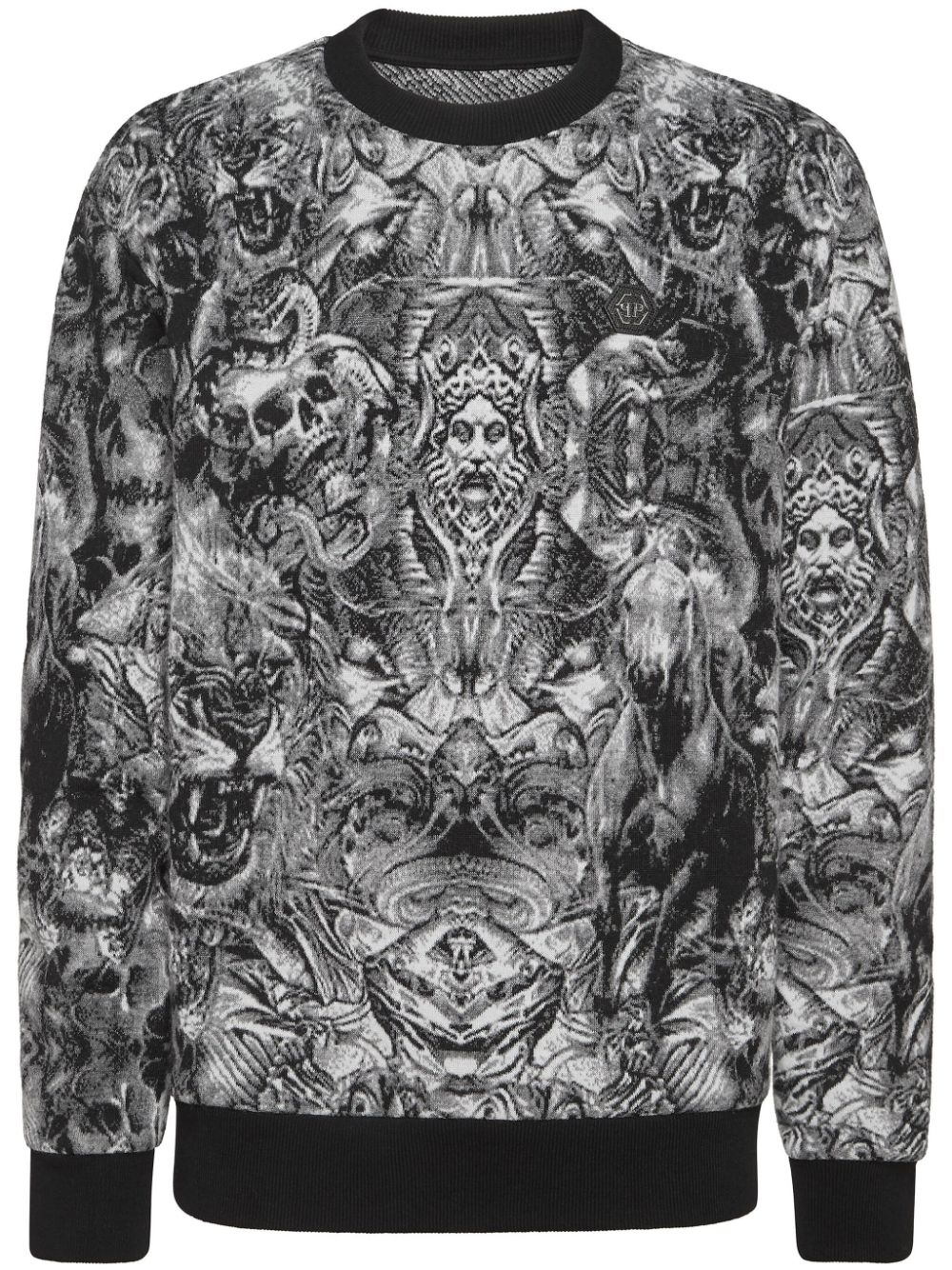 Tattoo-jacquard crew-neck jumper - 1