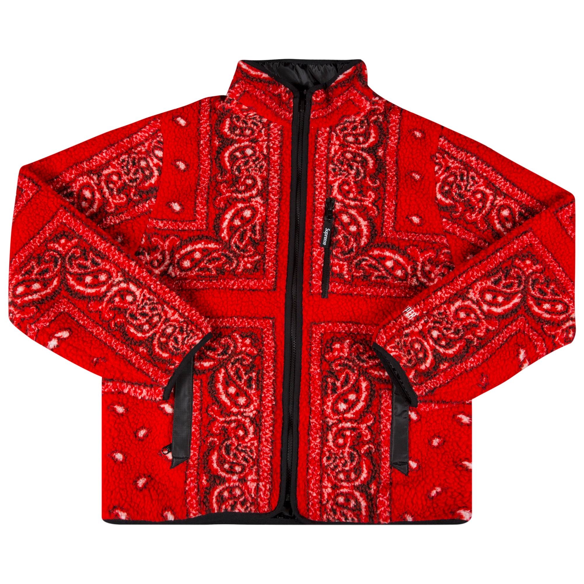Supreme Reversible Bandana Fleece Jacket 'Red' - 1