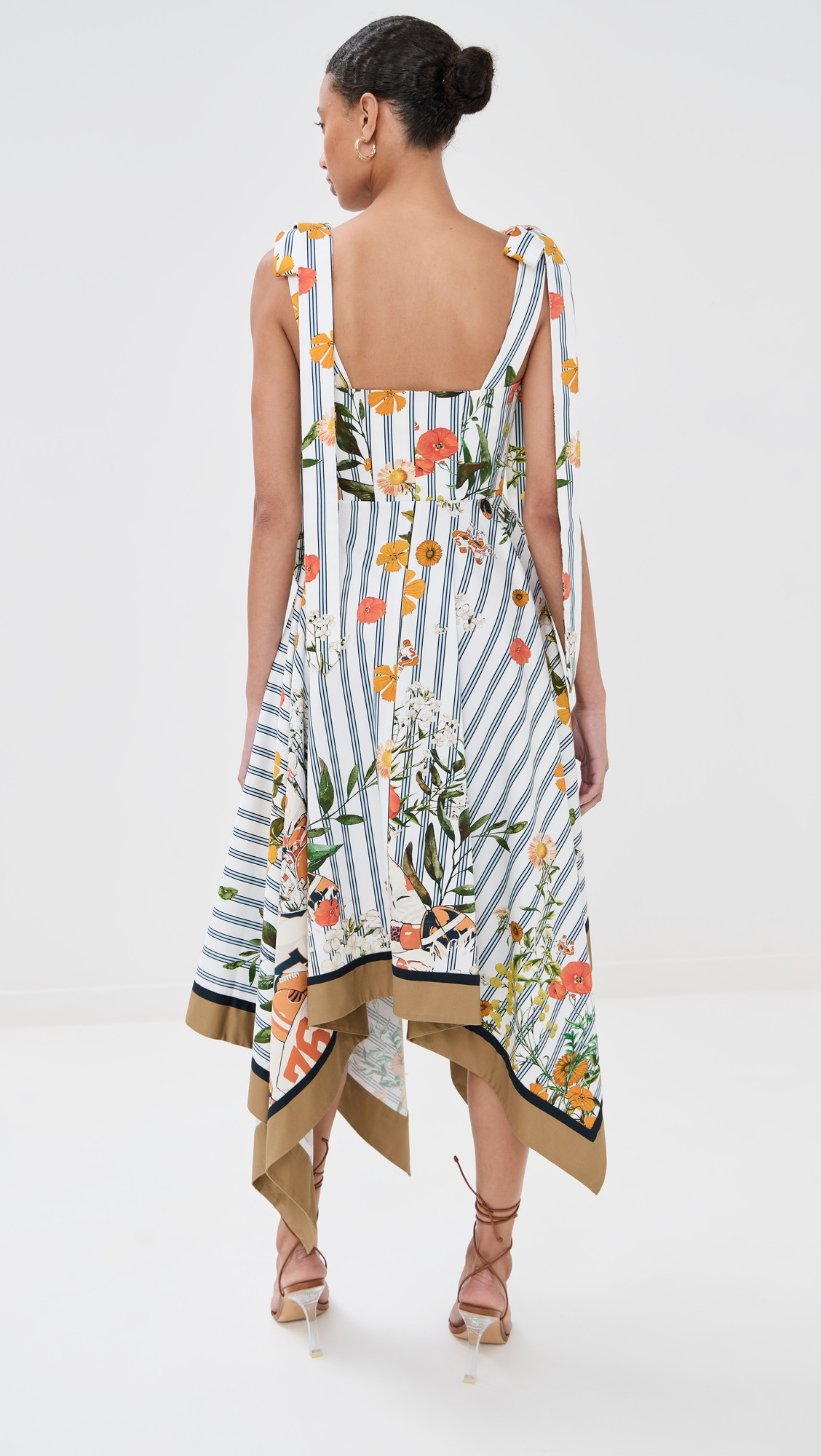 Shoulder Ties Printed Midi Dress - 2