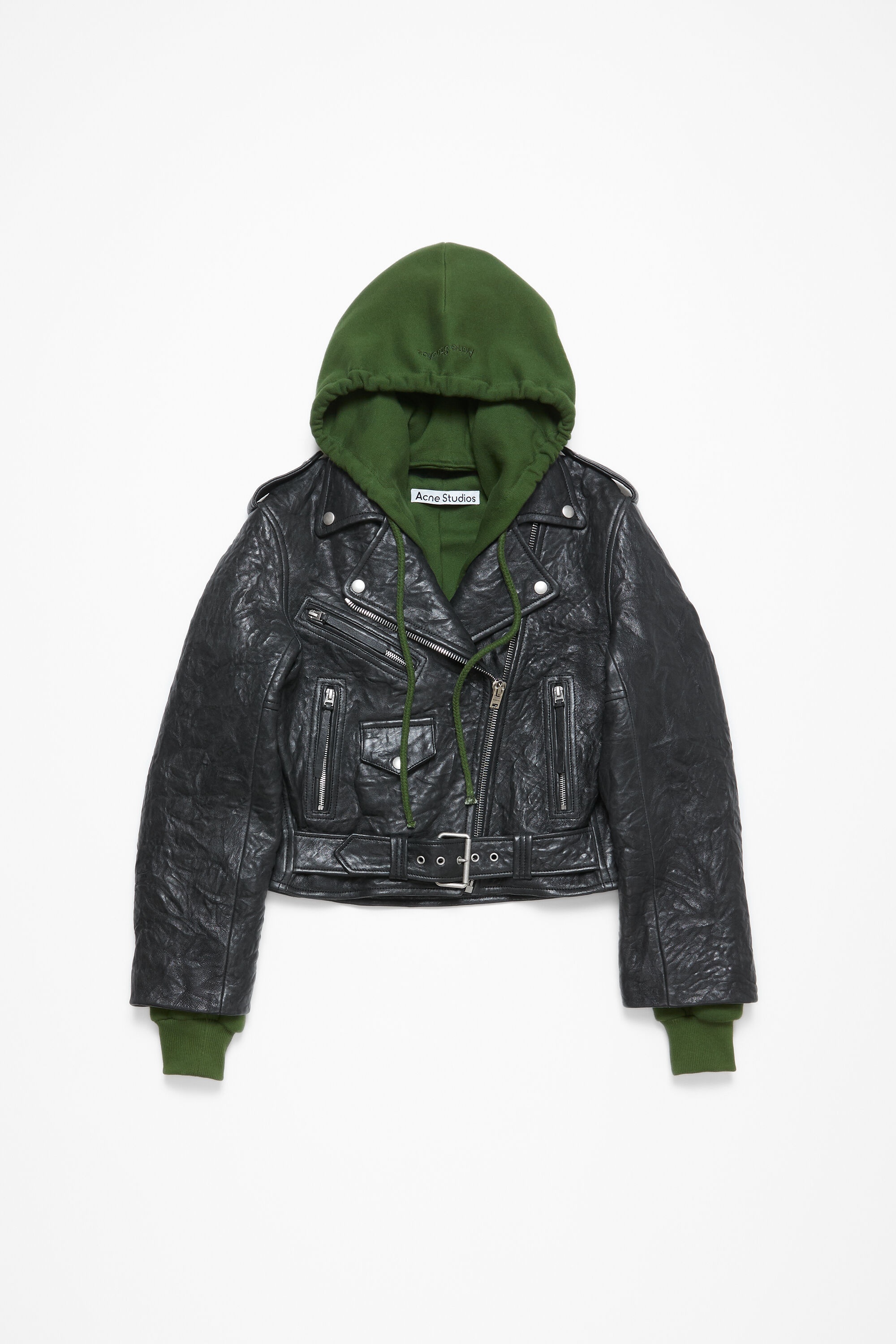 Layered leather jacket - Black - 8