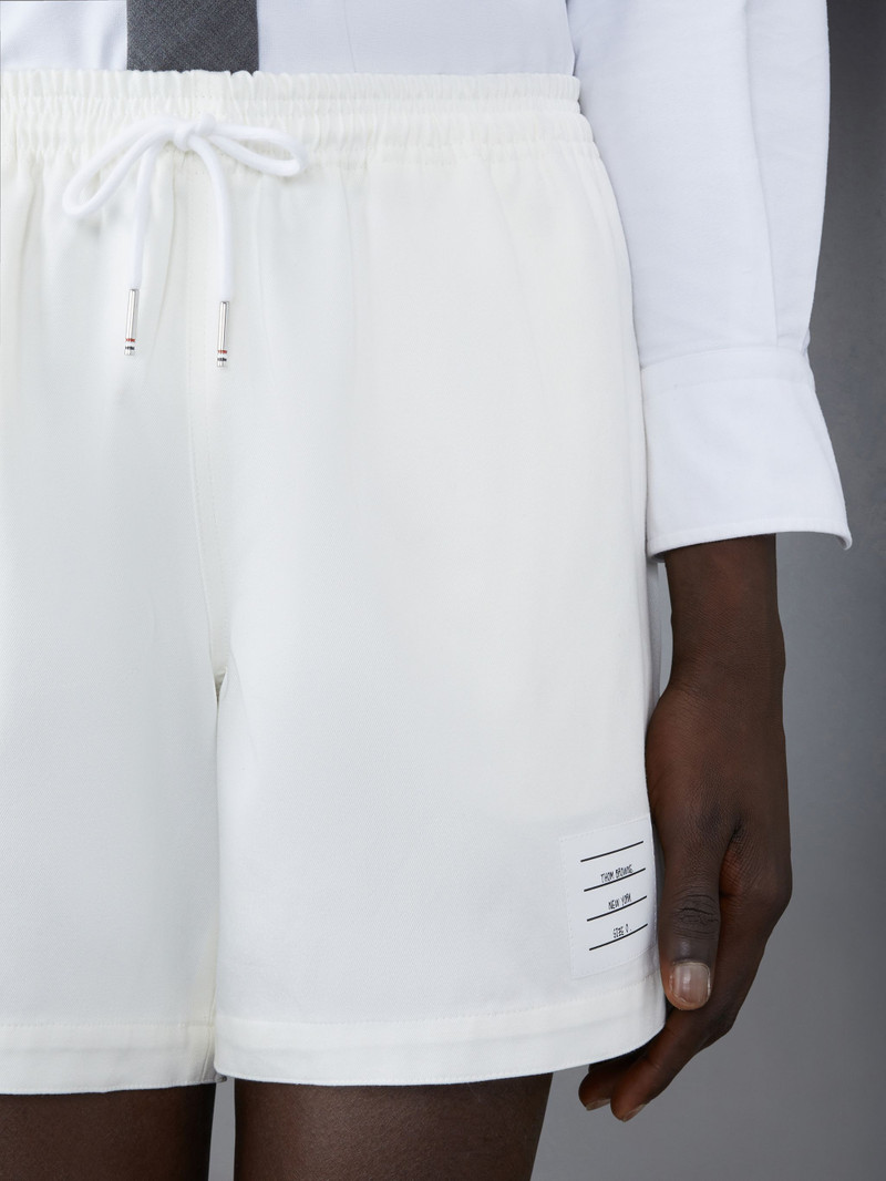 White Cotton Twill Drawstring Rugby Shorts 4